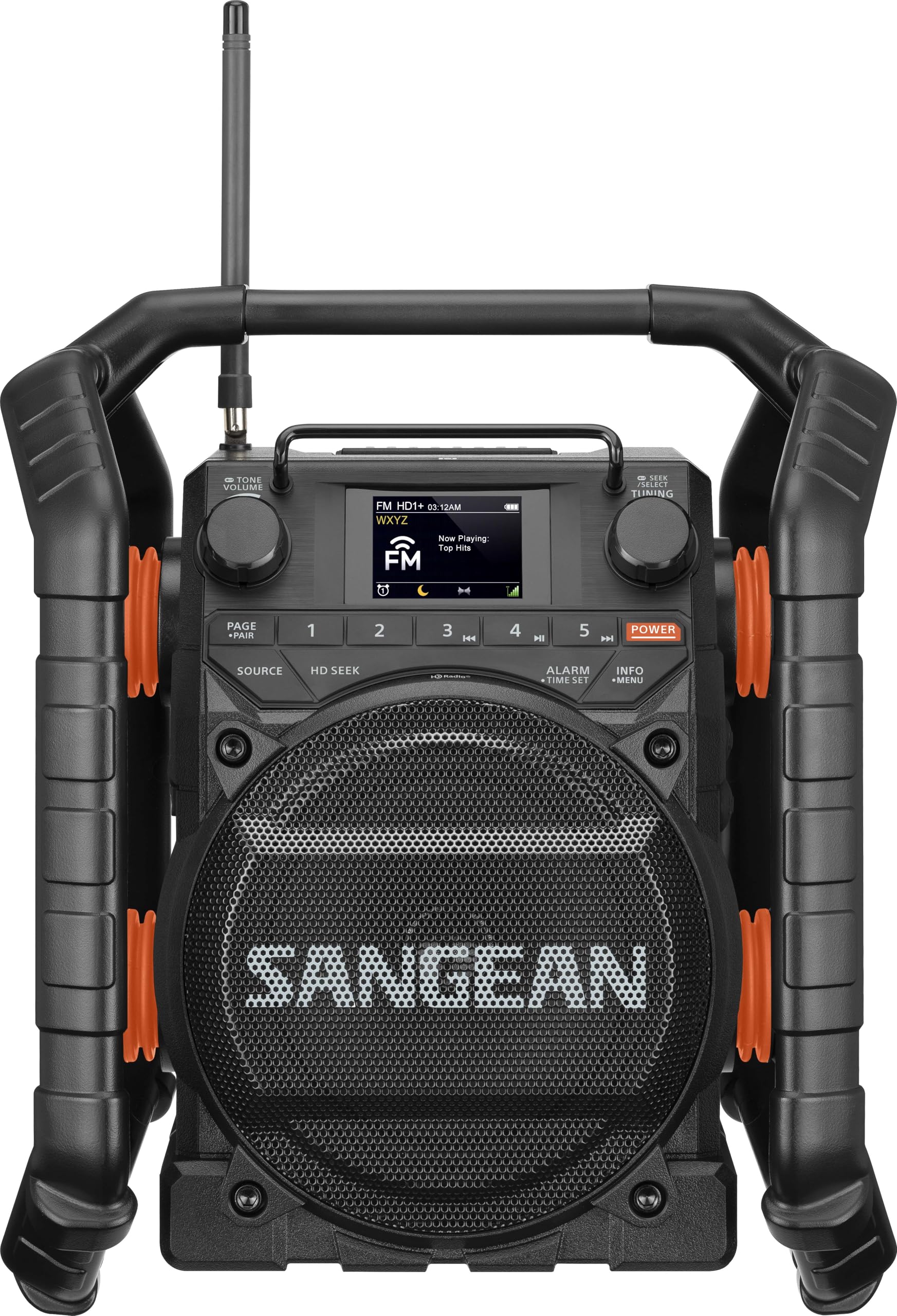 Sangean U7HD Radio de chantier avec Bluetooth, radio HD, AM/FM, AUX, TWS, design anti-poussière et étanche et chargeur de batterie intelligent