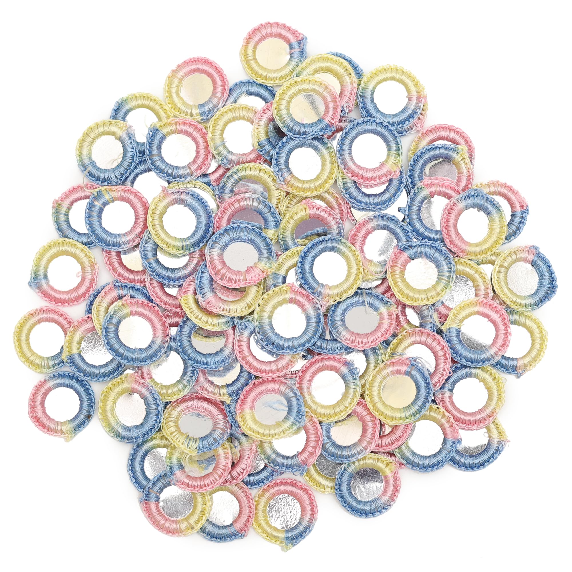 Embroiderymaterial Crochet Art Silk Multicolour Thread Rings for DIY Craft, 17MM, 100 Pieces-image-27