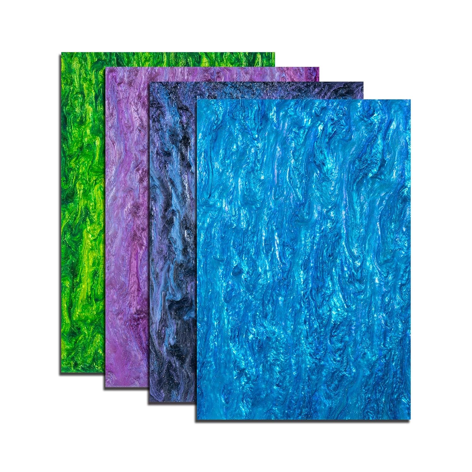 TOEPODO Pearl Cast Acrylic Sheets Pearlescent Glitter Acrylic Sheet 1/8 Thickness Acrylic Sheets for Laser Cutting for Art Design Crafting DIY Home Festival Decore (4, Sets, 8x12 Inch)