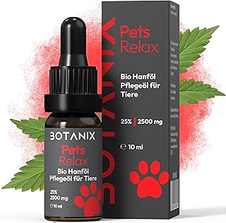 BOTANIX Hanföl Hund & Katzen – Bio Hanföltropfen 2500mg für Hunde & Katzen – Für innere Ruhe und Wohlbefinden in herausfordernden Momenten - aus kalt gepresseten Hanfsamenöl product image