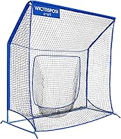 Vista 1 de Baseball Softball Net with Blocking System, 7x7ft/6x6ft Practice Cage for Batting/Pitching/Fielding, Metal Frame with Elevated Base and Storage Bag