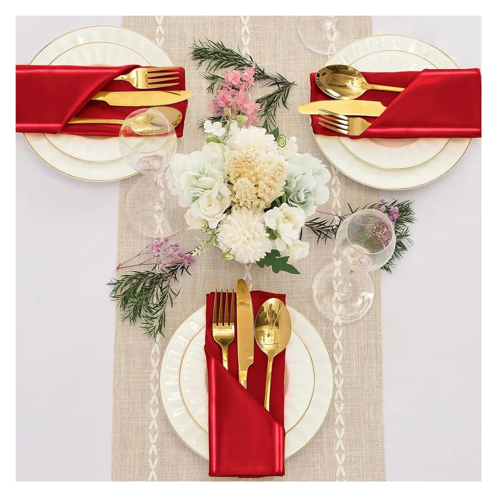 Servilletas de Cena de satén 12 servilletas de satén 30 x cm, sedosas, Lavables for Bodas, decoración Mesa Restaurante(12pcs Black)