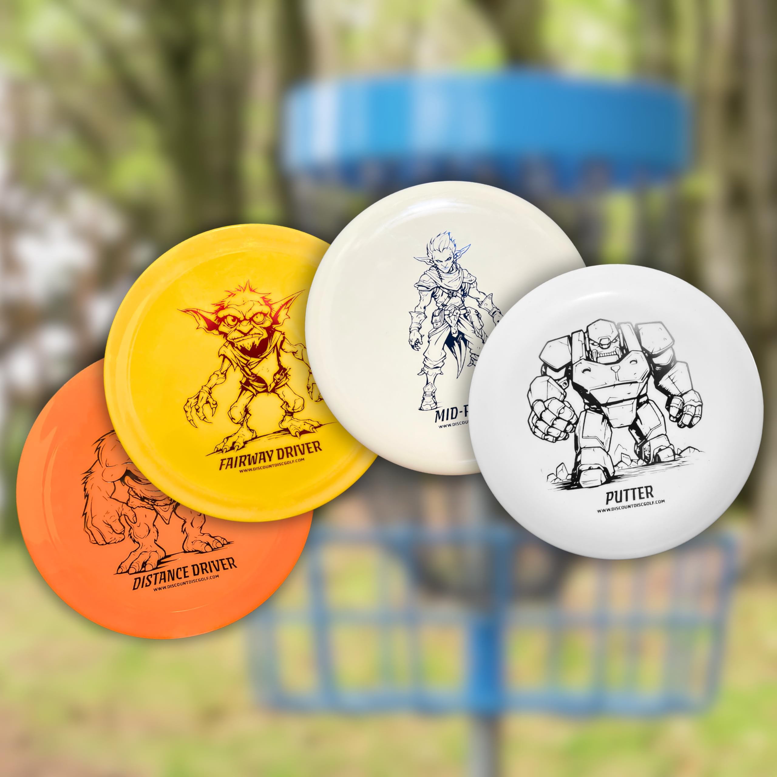 FotCot Discs Parking Bob Fairway Driver Disc Golf Disc ParkingBob (1 Putter + 1 Mid + 1 Driver, Random Stamps, White Disc)