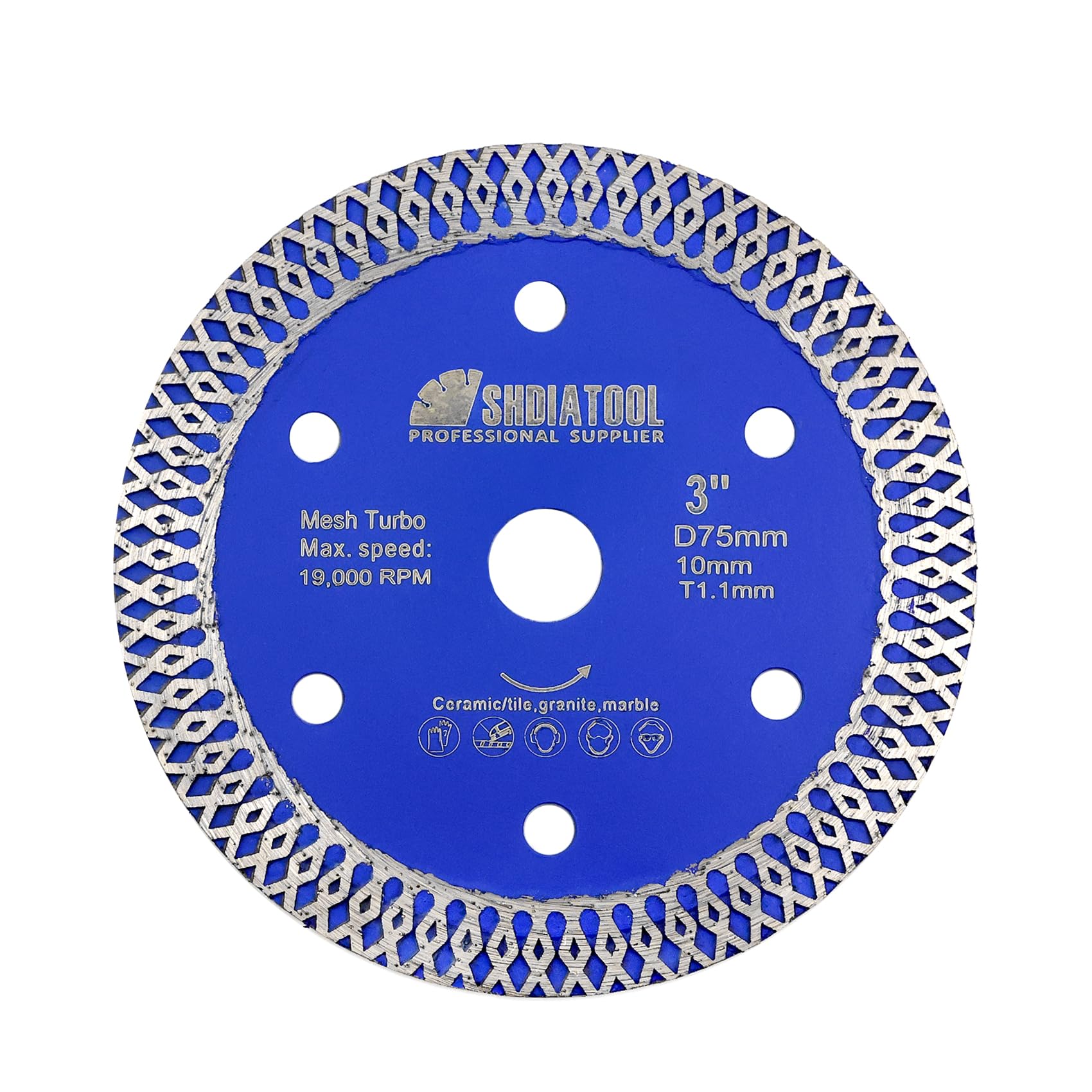 SHDIATOOL Tile Diamond Blade Cutting Disc 75mm Cut Off Wheel for Tile Porcelain Ceramic Marble Granite Arbor 10mm on Angle Grinder