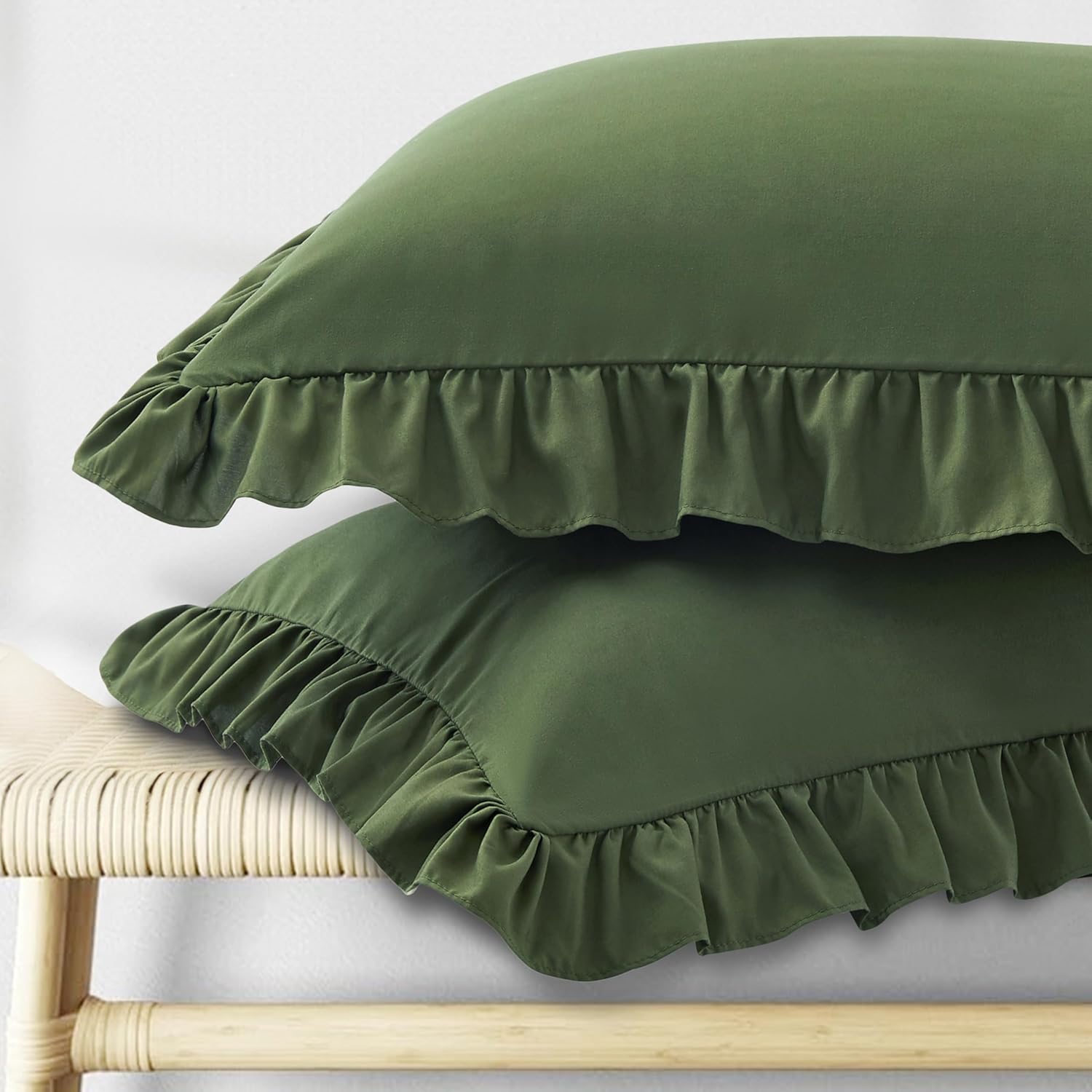 KKJIAF Ruffle Pillow Cases Standard Size Set of 2, Ruffled