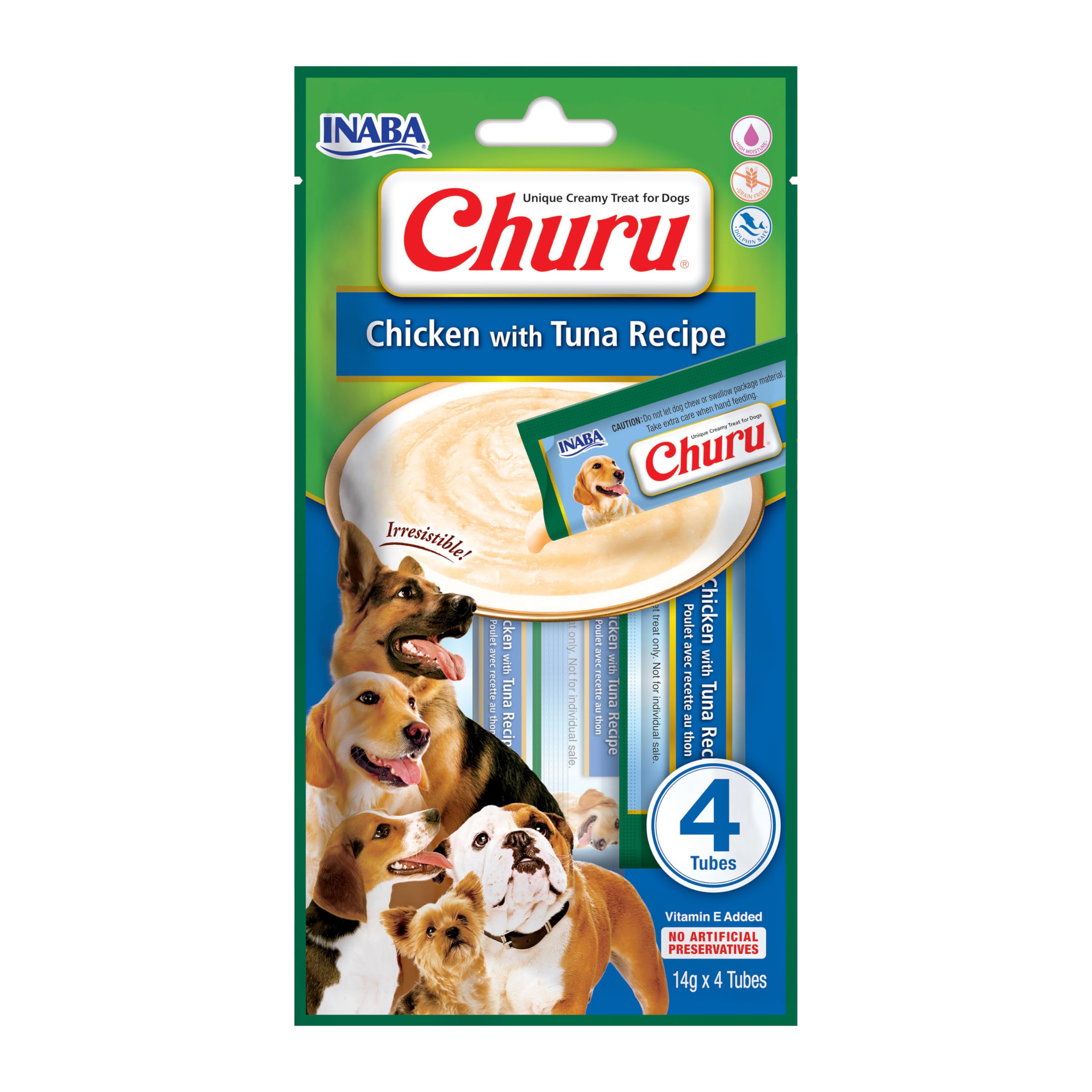 Inaba Churu Chicken With Tuna Recipe For Dogs - X 20G Green Size 4