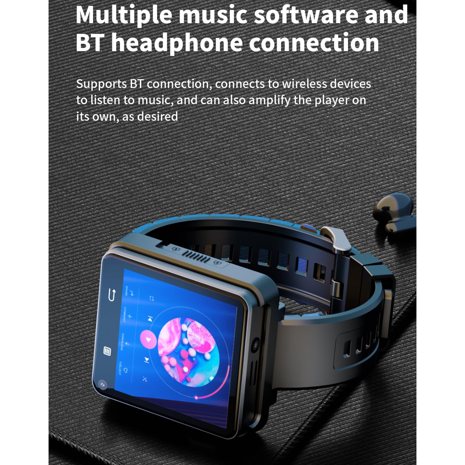 Aoresac wasserdichte Smartwatch mit 2,64-Zoll-Touchscreen, GPS und BT, Schrittzähler, für Navigation und Musik, 4 GB + 64 GB Speicher