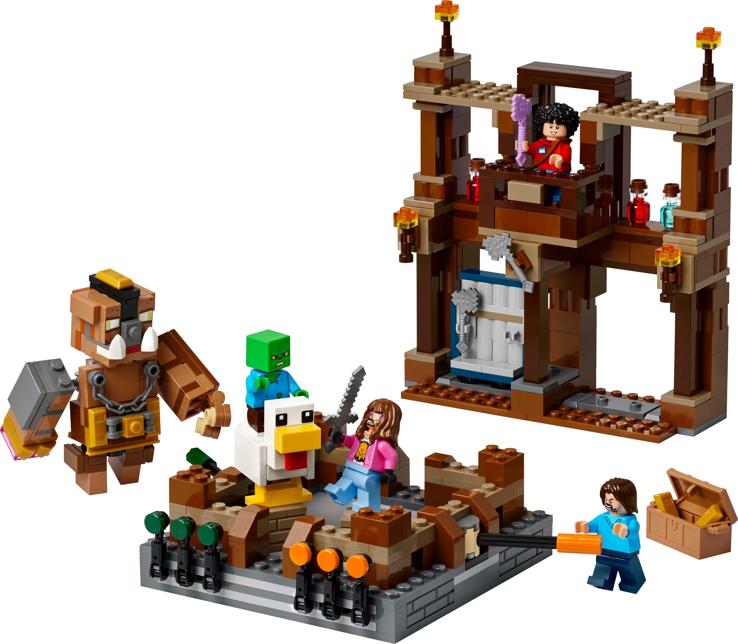 LEGO Minecraft Magione della Foresta: Ring di Combattimento - Giocattolo Interattivo con i Personaggi di Steve, Baby Zombie, Garret e Henry - Set da Gamer per Bambini e Bambine 10+ Fan del Film 21272