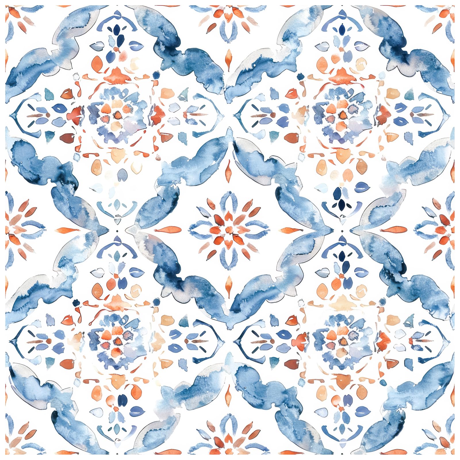 Photo 1 of HAOKHOME Geometric Peel and Stick Wallpaper Tile Blue/White/Red Floral Damask Removable Wall Paper Modern Home Decor for Kitchen Backsplash 17.3in x 118in