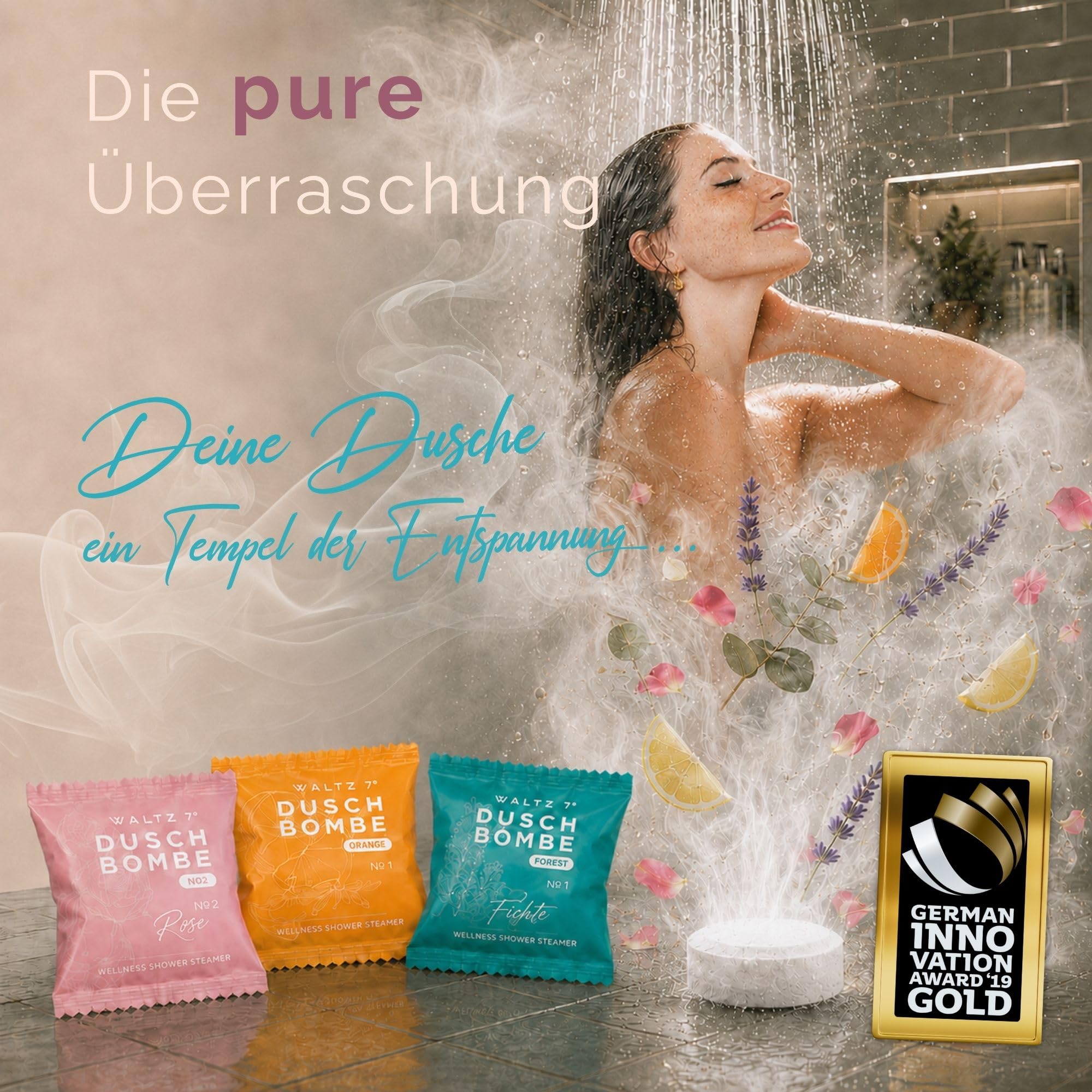 WALTZ 7 Original Duschbomben 32 Stück Monatspackung Aromatherapie Wellness Geschenkset