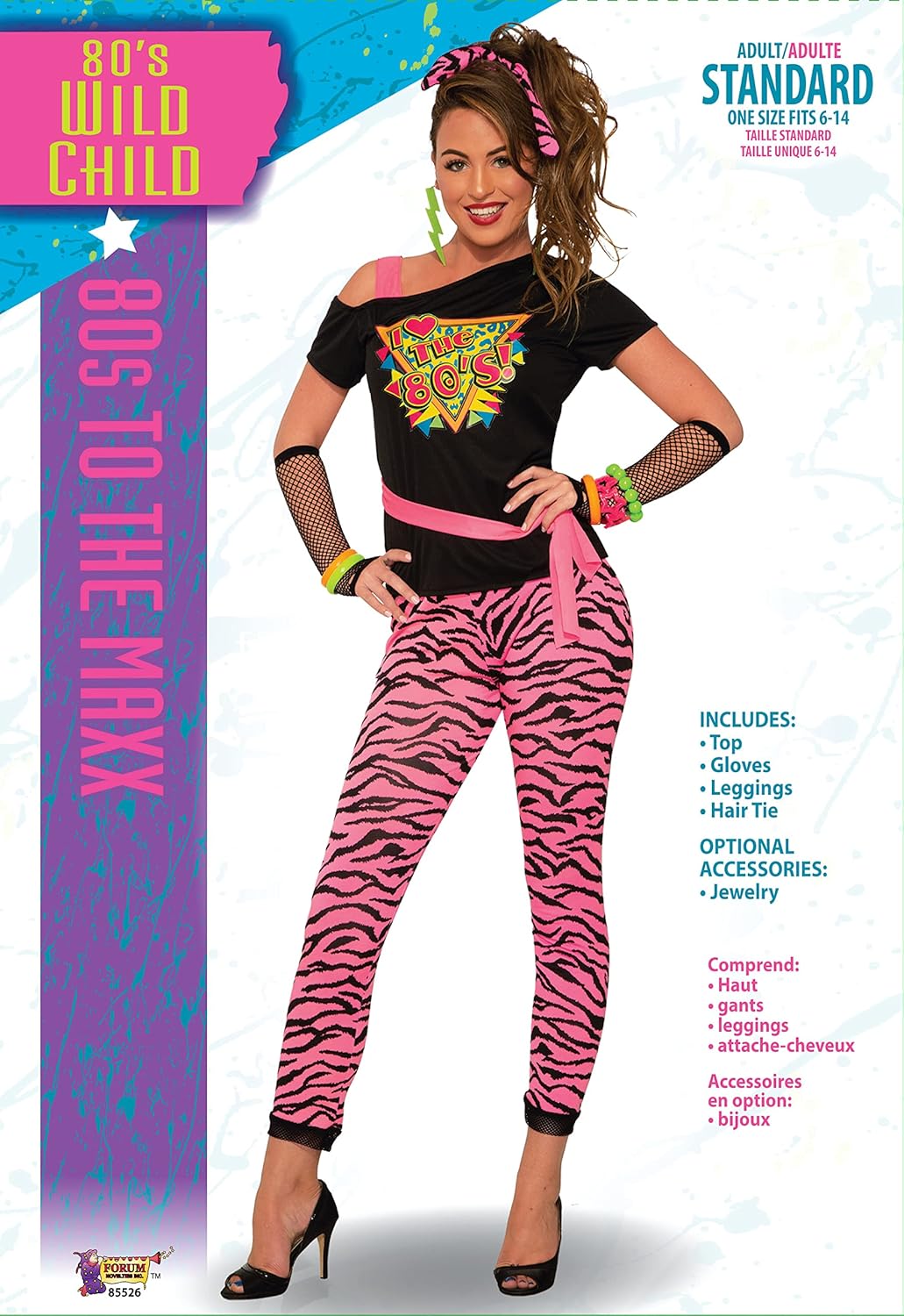 Rubies 1980's Wild Child Costume for Adults, Women's Standard - Image 2