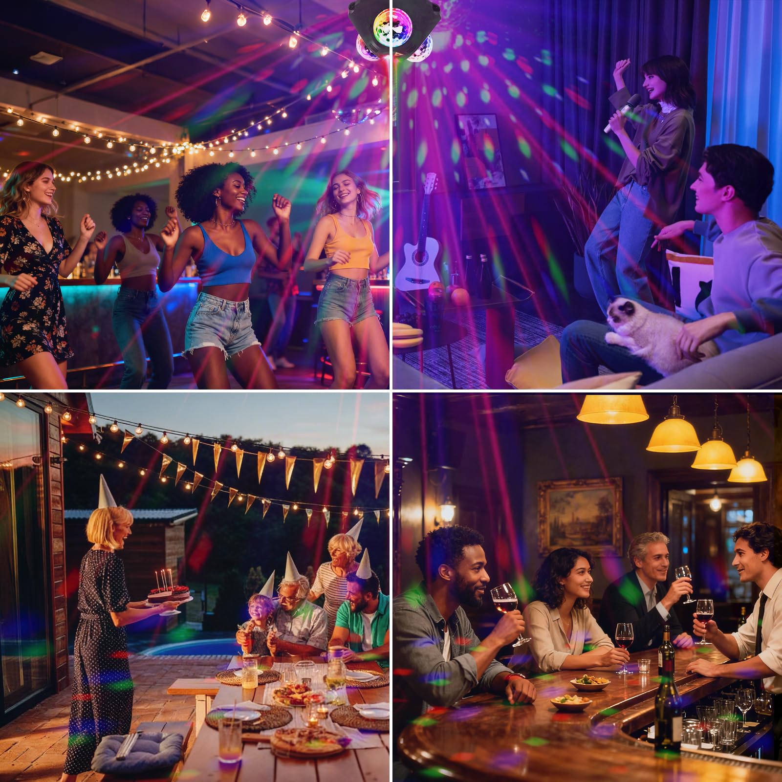 Discokugel,Partylicht,Disco Lights mit 3 Disco Bällen Sound-aktivierte Strobe-Effekt Disco licht mit 3M Steckerkabel für KTV,Zuhause,Kinder, Geburtstag, Hochzeit, Club,Halloween,Weihnachten