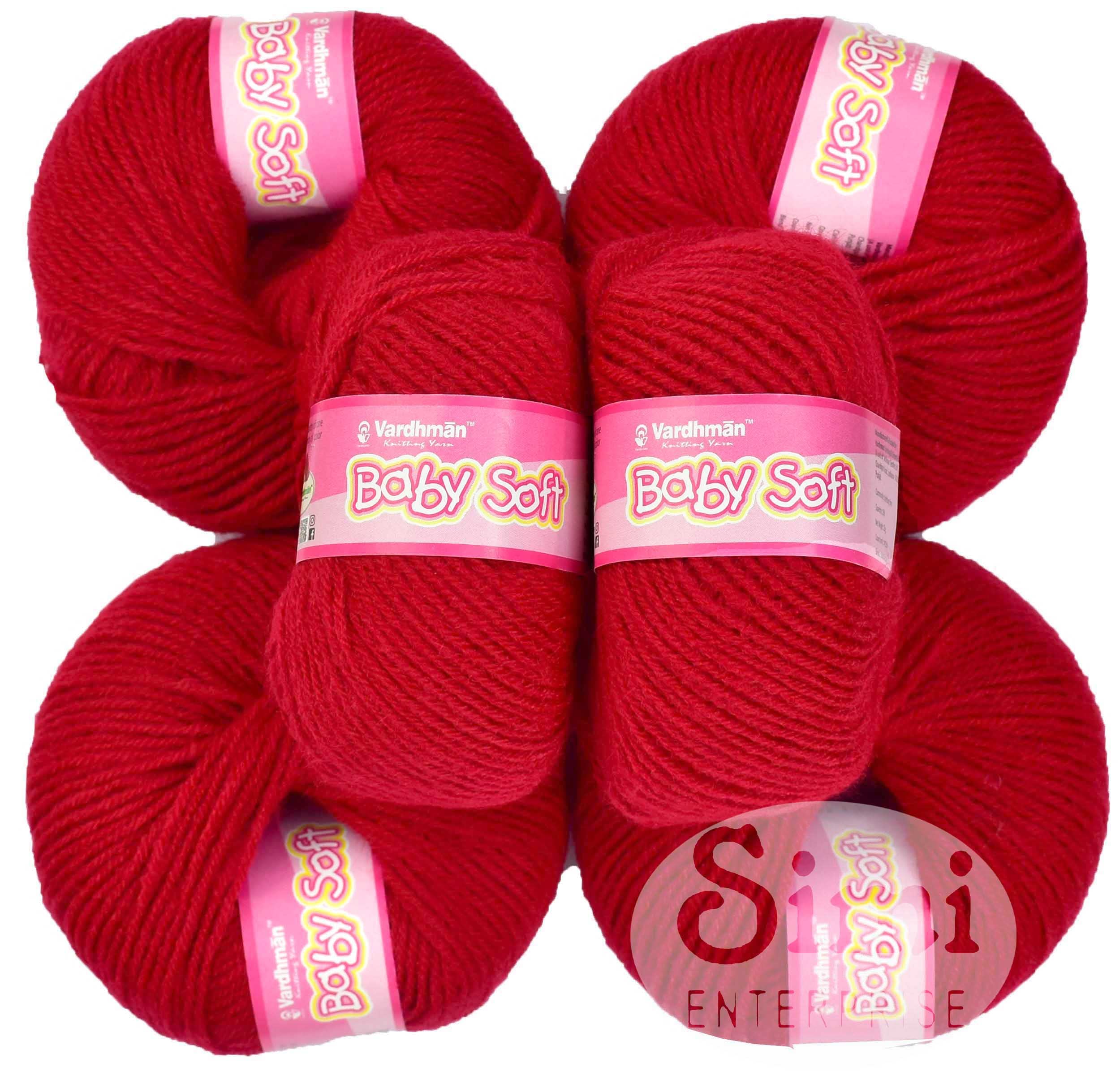 100% Acrylic Wool Red 8 Pc Baby Wool 4 ply Wool Ball Hand Knitting Wool/Art Craft Soft Fingering Crochet Hook Yarn-SD Art-EA