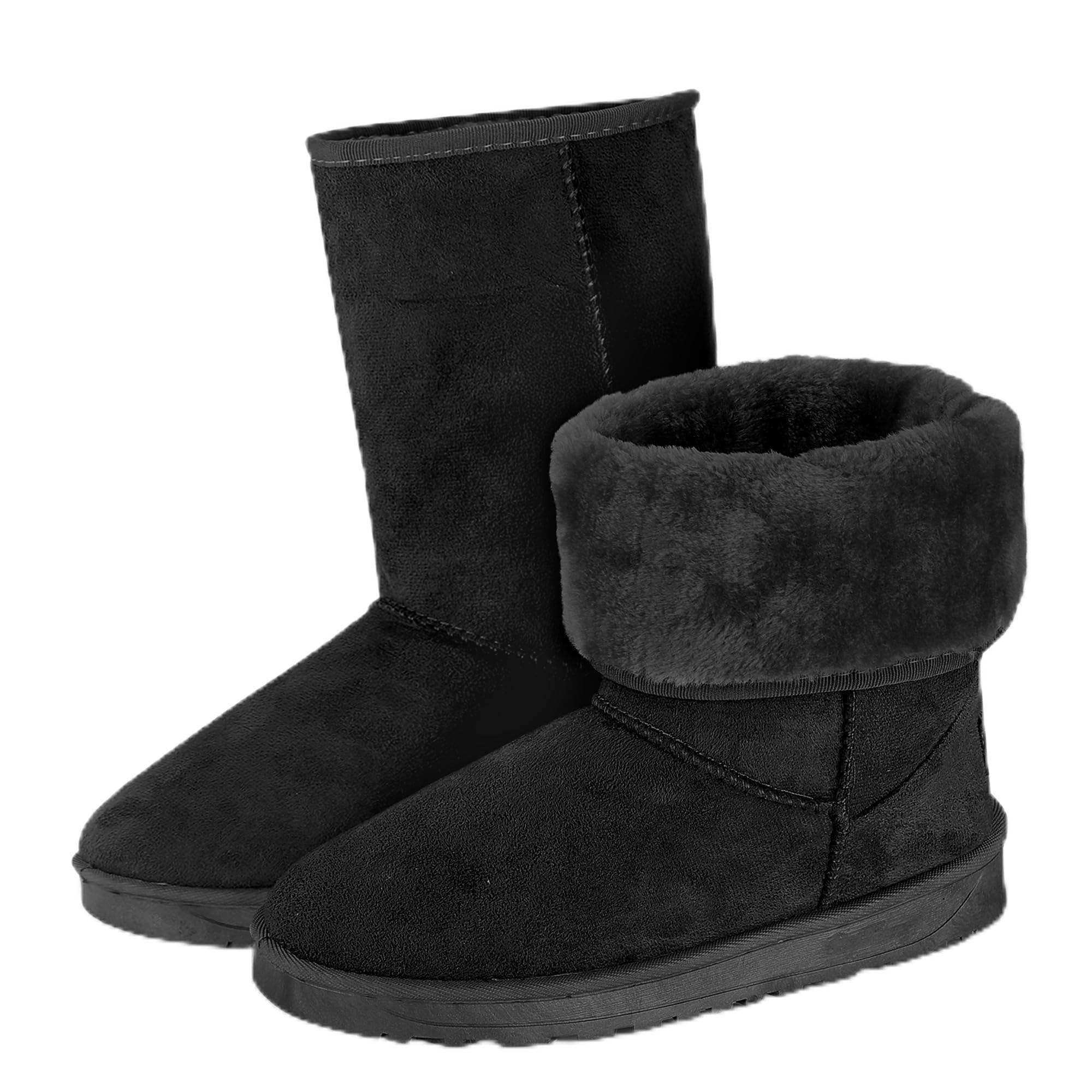 Winter Snow Boots for Women Classic Waterproof Womens Snow Boots with Faux Suede Warm Comfortable Mid-Calf Fur Boot