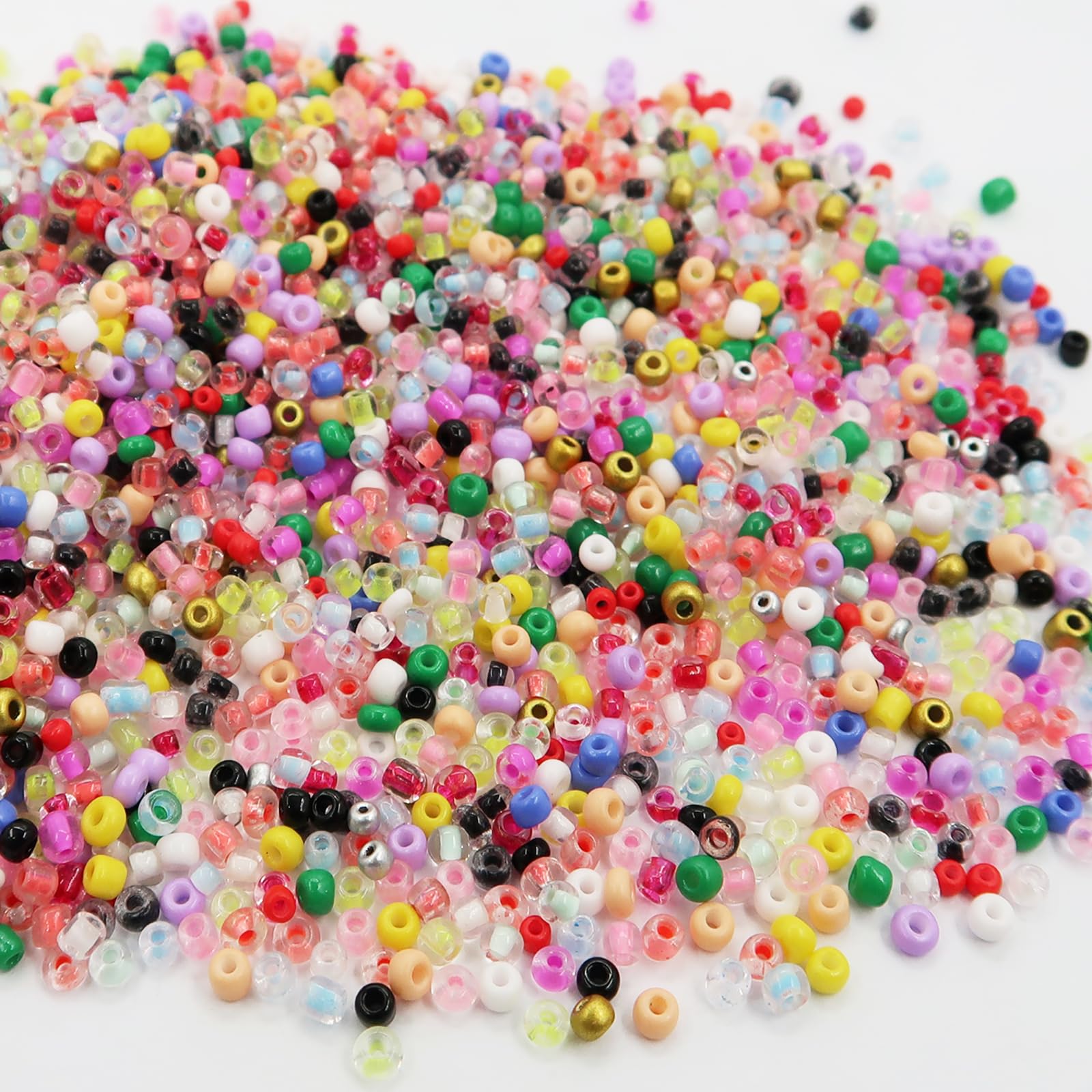 6/0 Mixed Color 4mm Glass Round Seed Beads, 2000pcs Pony Beads Bulk for Bracelets Making, Friendship Necklace Earring Gifts DIY Craft