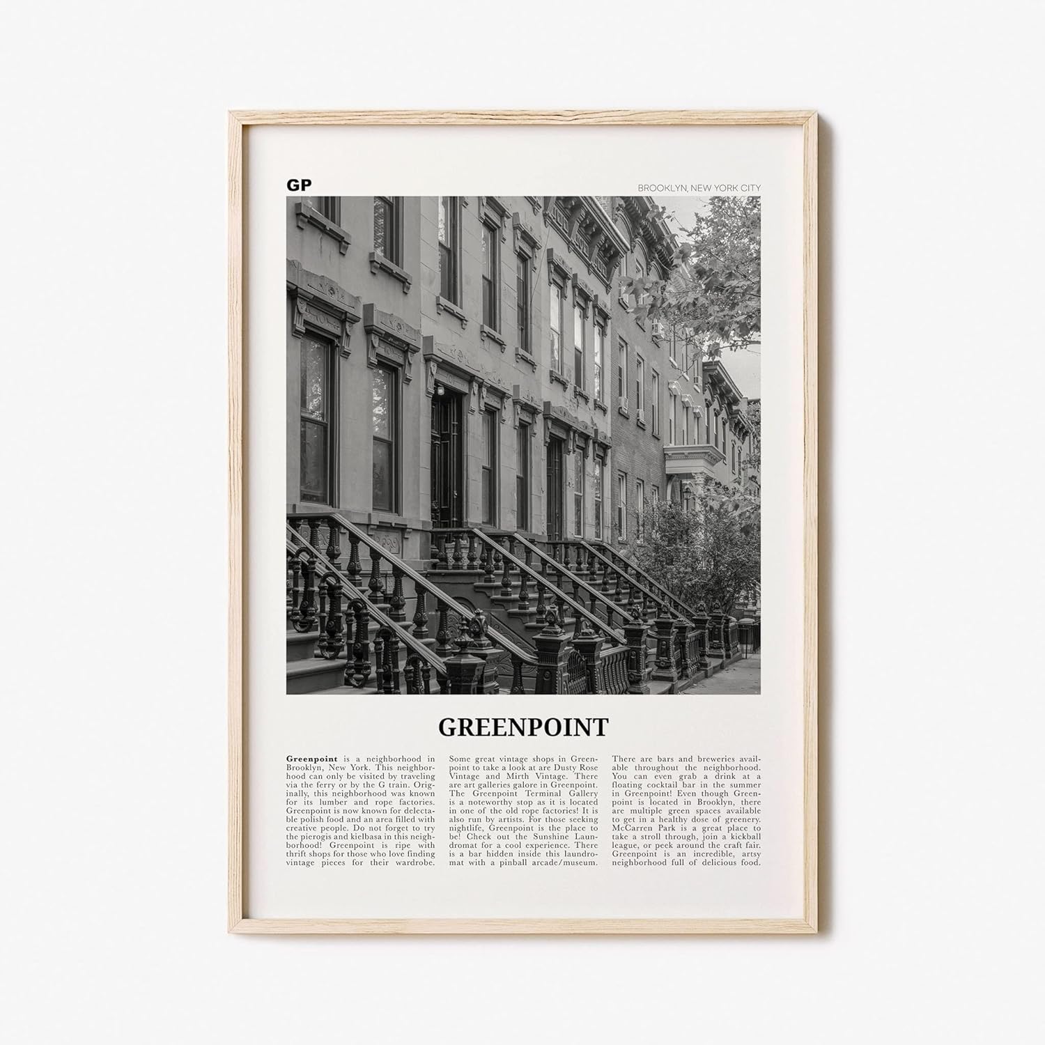 Greenpoint Print Black and White, Greenpoint Wall Art