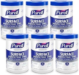 Healthcare Surface Disinfecting Wipes, 110 Count Canister, 7”x 10” Wipes (Pack of 6) – 9340-06