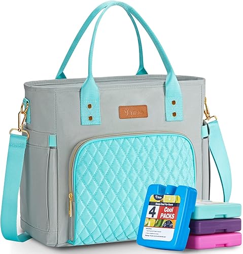 Yitote - Lonchera para mujer con aislante con 4 paquetes de hielo, bonitas lonchera para mujer con soporte para botellas, lonchera para mujer,
