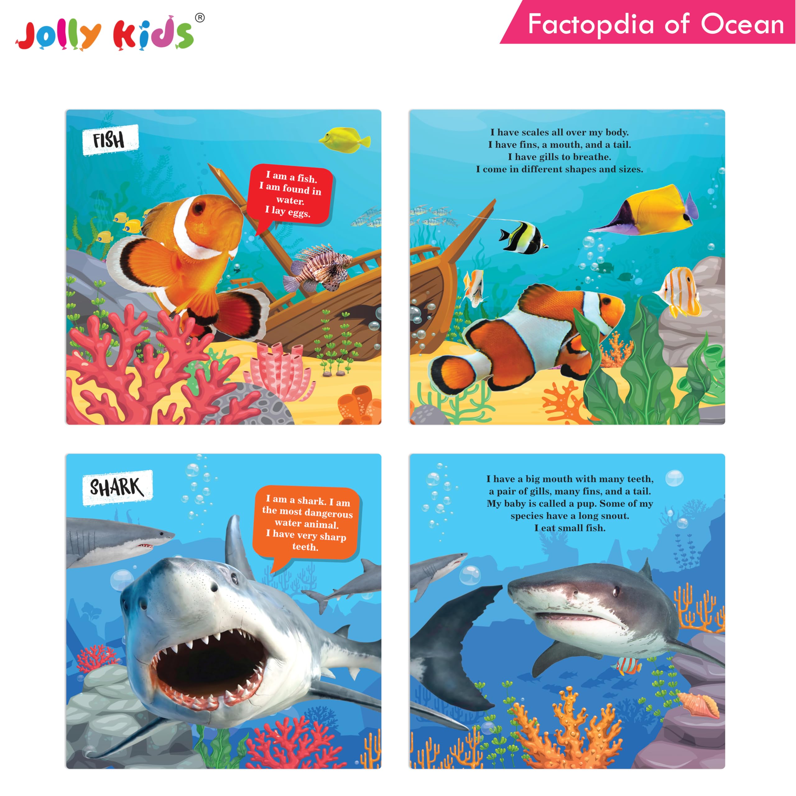 Jolly Kids Factopedia: Oceans And Dinosaurs Books Set of 2 For Young Readers Aged 3-8 Years| Learn About Whales, Sharks, Fossils, Spinosaurus And More! 2