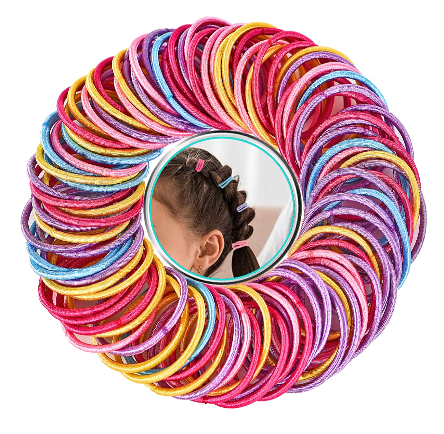 Hair Ties for Girls, Bobbles, Multicolor Small Hair Ties Elastic Hair Bands, No Crease Cute Hair Accessories Ponytail Holder for Baby Girls Infants Toddler(100PCS )