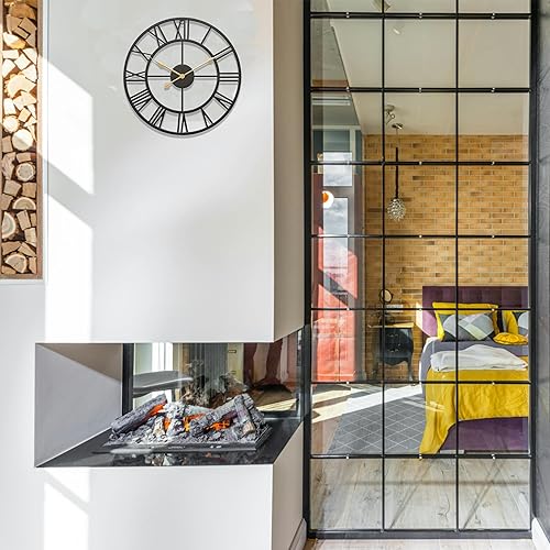 Miniatura 3 de Evursua Relojes de pared de 14 pulgadas para decoración de sala de estar, relojes de pared de metal grandes, analógicos silenciosos, funciona con