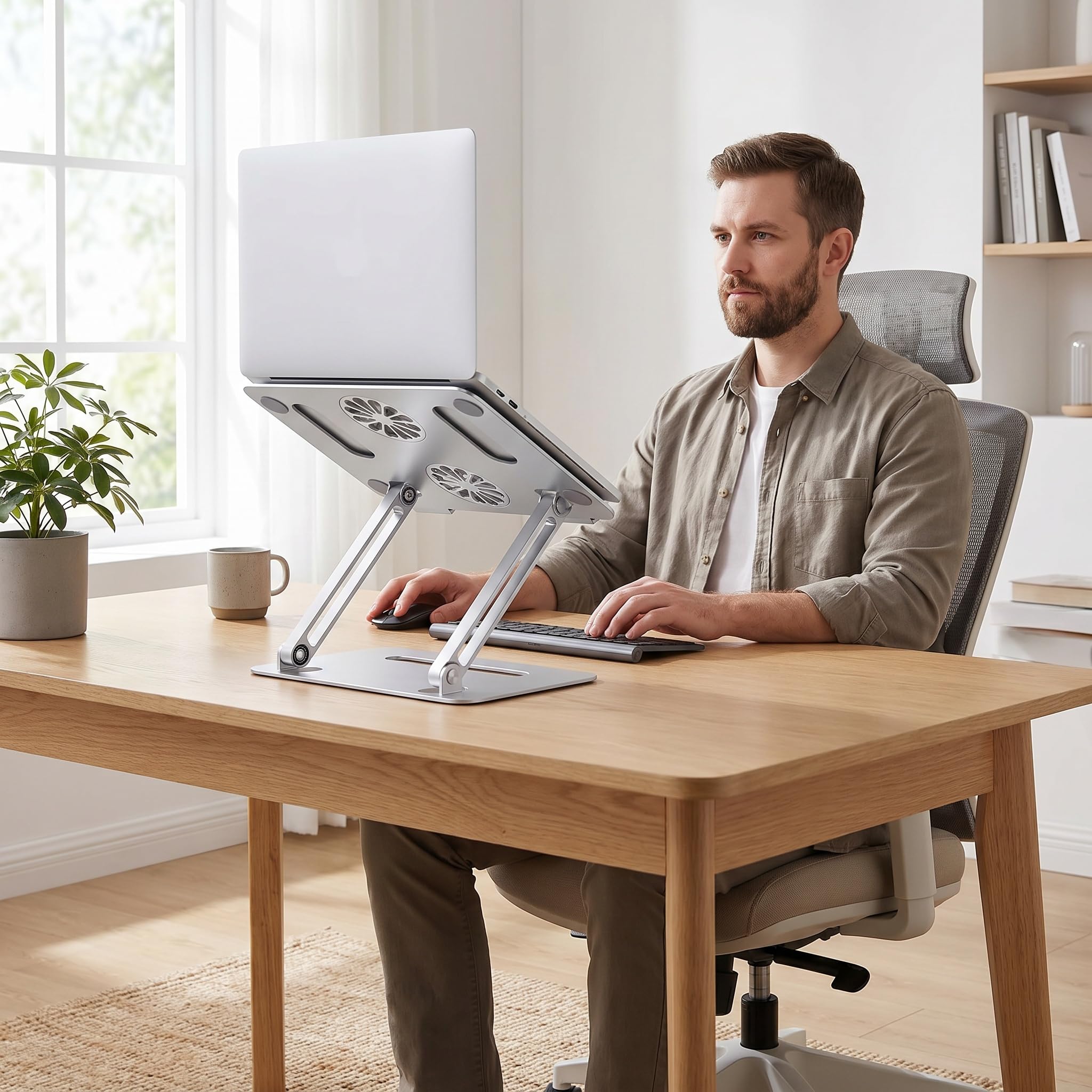 Base di Raffreddamento in Alluminio per Laptop con 2 Ventole Silenziose, Supporto Ventilato Ad Alta Efficienza per Notebook da 17,3 Pollici, Dissipatore Ultra Sottile per Laptop da Gioco E da