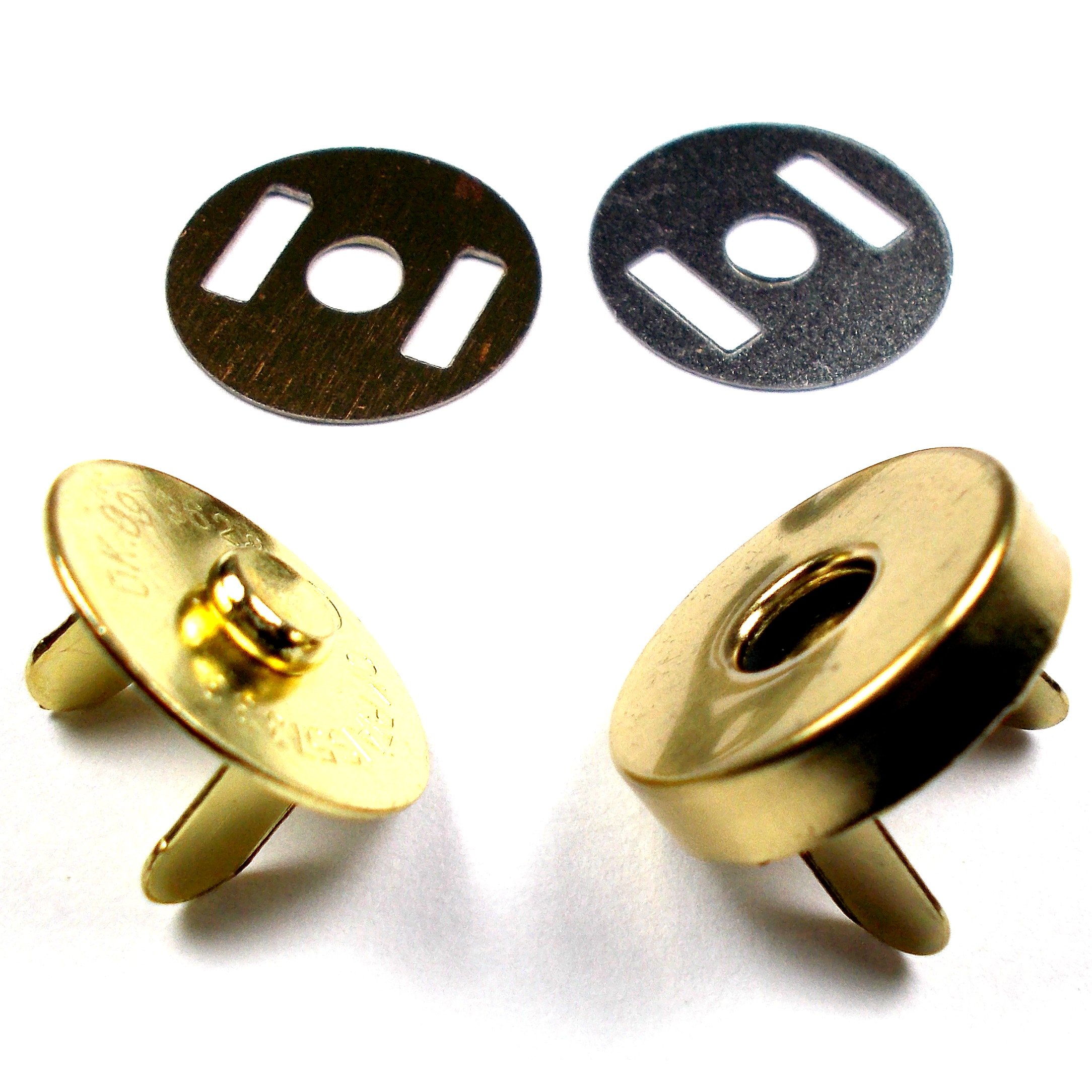 Metal Magnetic Clasps Bag Fasteners 18mm Pack of 2 (Gold)