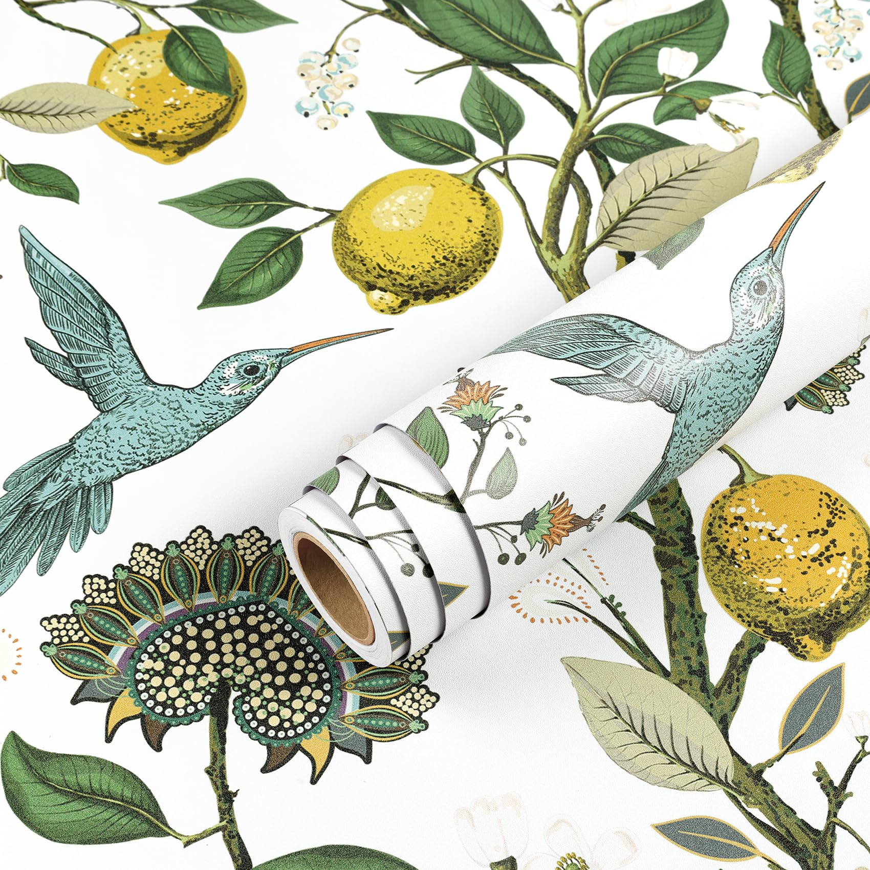 Livelynine Blue Yellow Lemon Wallpaper Peel and Stick Kitchen Wall Paper