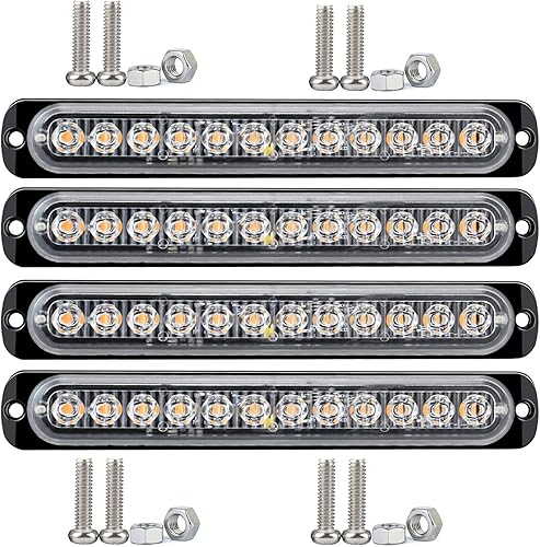 Miniatura 8 de Brliantux Lámpara LED de advertencia intermitente lateral de 12-24 V, barra estroboscópica de emergencia (blanco, 4LED)