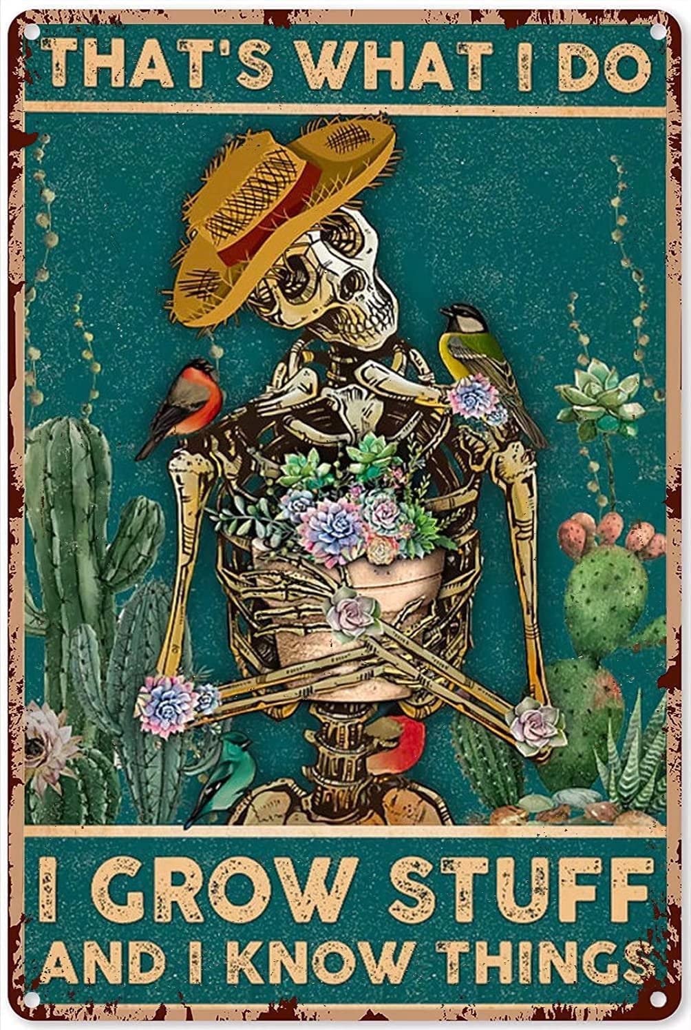 Garden Skeleton Metal Signs, Fun Poster For Bar Kitchen Cafe Farmhouse Wall Decor 12x16 inch