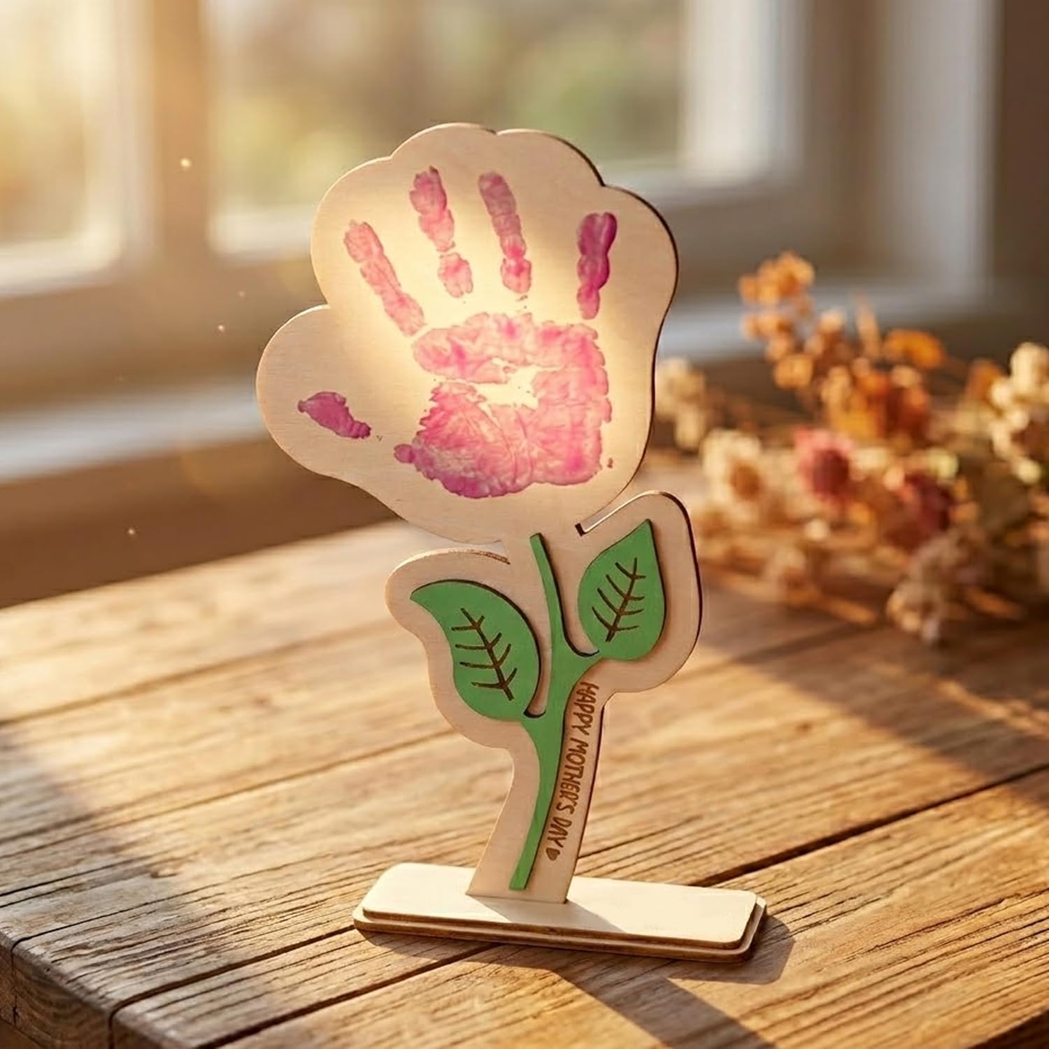 Happy Mother's Day Handprint Craft, DIY Wooden Rose Flower Bouquet, Mothers Day Gifts for Mom from Kids Daughter, for Grandma from Grandkids, Best Mom Ever Gifts, Family Keepsake Art image 5