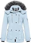 Wantdo Women's Winter Jacket Warm Puffer Coat Thicken Parka with Removable Fur Hood