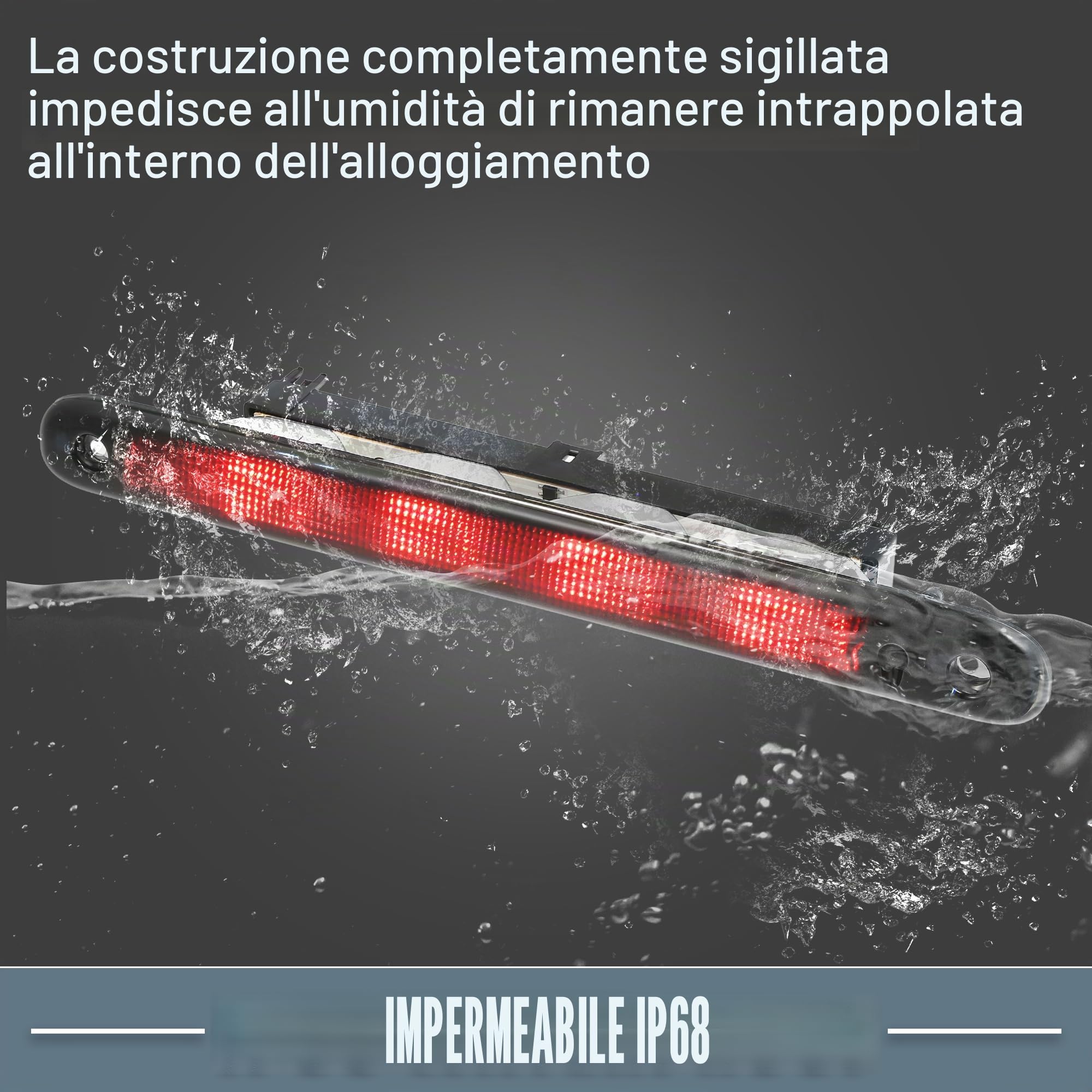 A ABSOPRO Coda Alta Montatura Freno Stop Luce Per Peugeot 107 05-14 1pc | Materiale: Plastica, Colore: Fumé, Dim: 28.5X3X5 Cm, Luce: LED Rossa, Impermeabile, Per Citroen C1 05-14