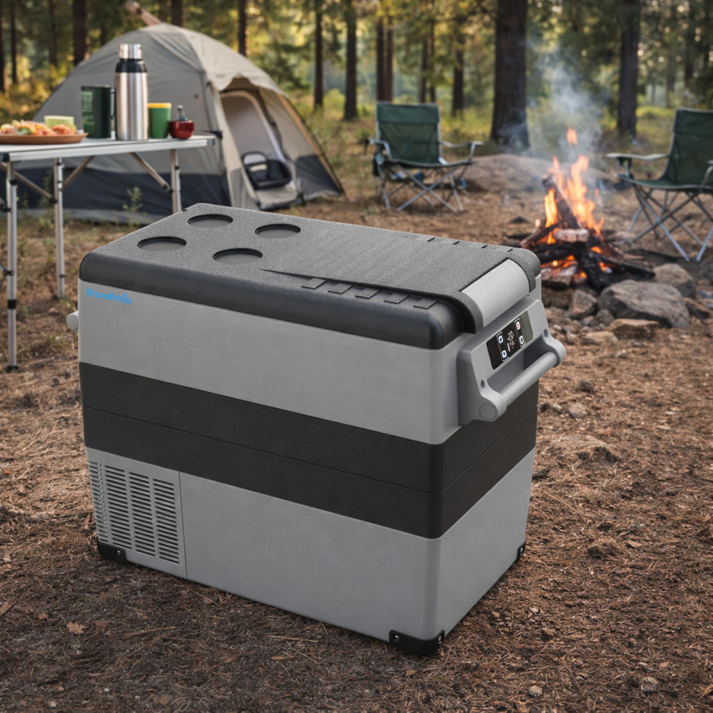 Kompressorkühlschrank für Auto, tragbare Kompressor-Kühlbox, 55 L, Minikühlschrank Wohnwagen Camping LKW, -20℃, 12/24V DC 230V AC
