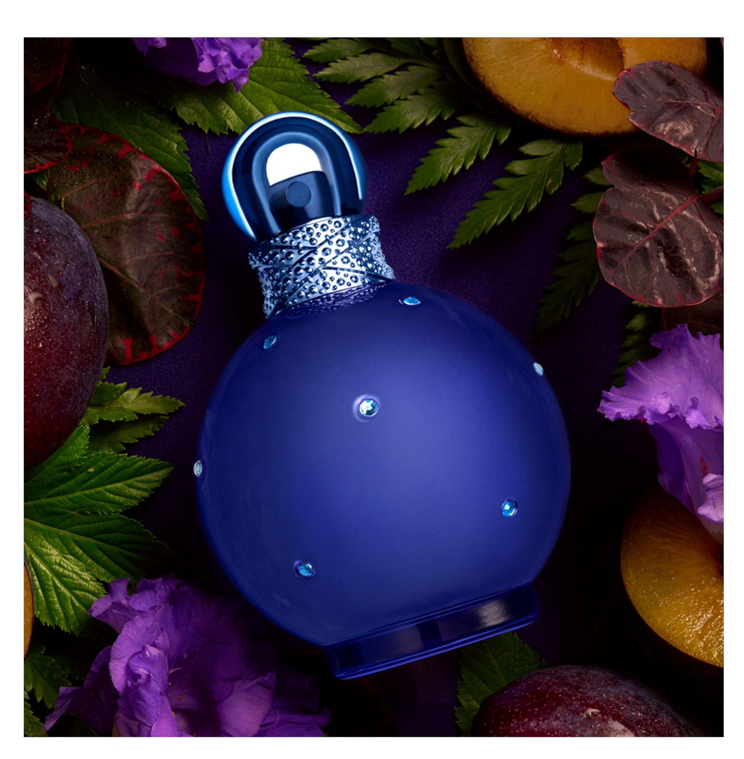 Britney Spears Midnight Fantasy 100 ml, Eau de Parfum para Mujer | Fragancia Floral Ambarina y Afrutada, Notas de Ciruela Exótica, Iris Aterciopelado y Ámbar, Frasco de Vidrio Azul Medianoche