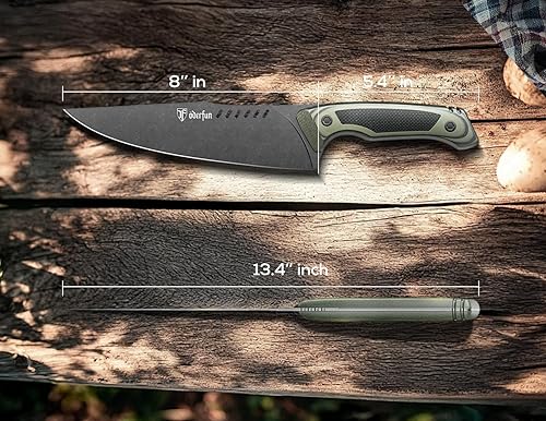 Miniatura 5 de Cuchillo de chef profesional de 8 pulgadas, hoja de acero alemán con mango G10 y construcción de espiga completa, diseño de gyuto de cocina y
