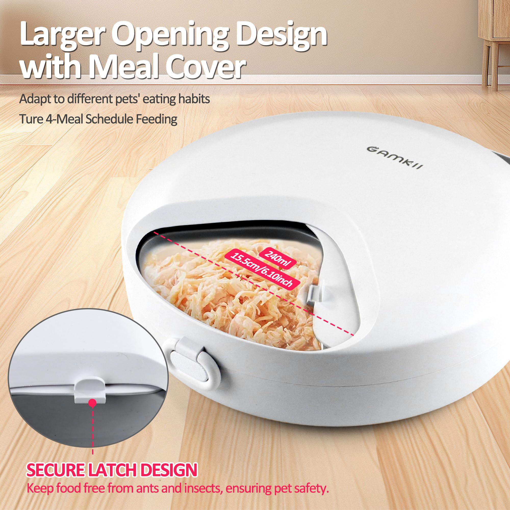 Alimentador automático para gatos, alimentador automático de alimentos húmedos/secos con 2 paquetes de hielo, temporizador programable inalámbrico de 4 comidas, dispensador automático para mascotas