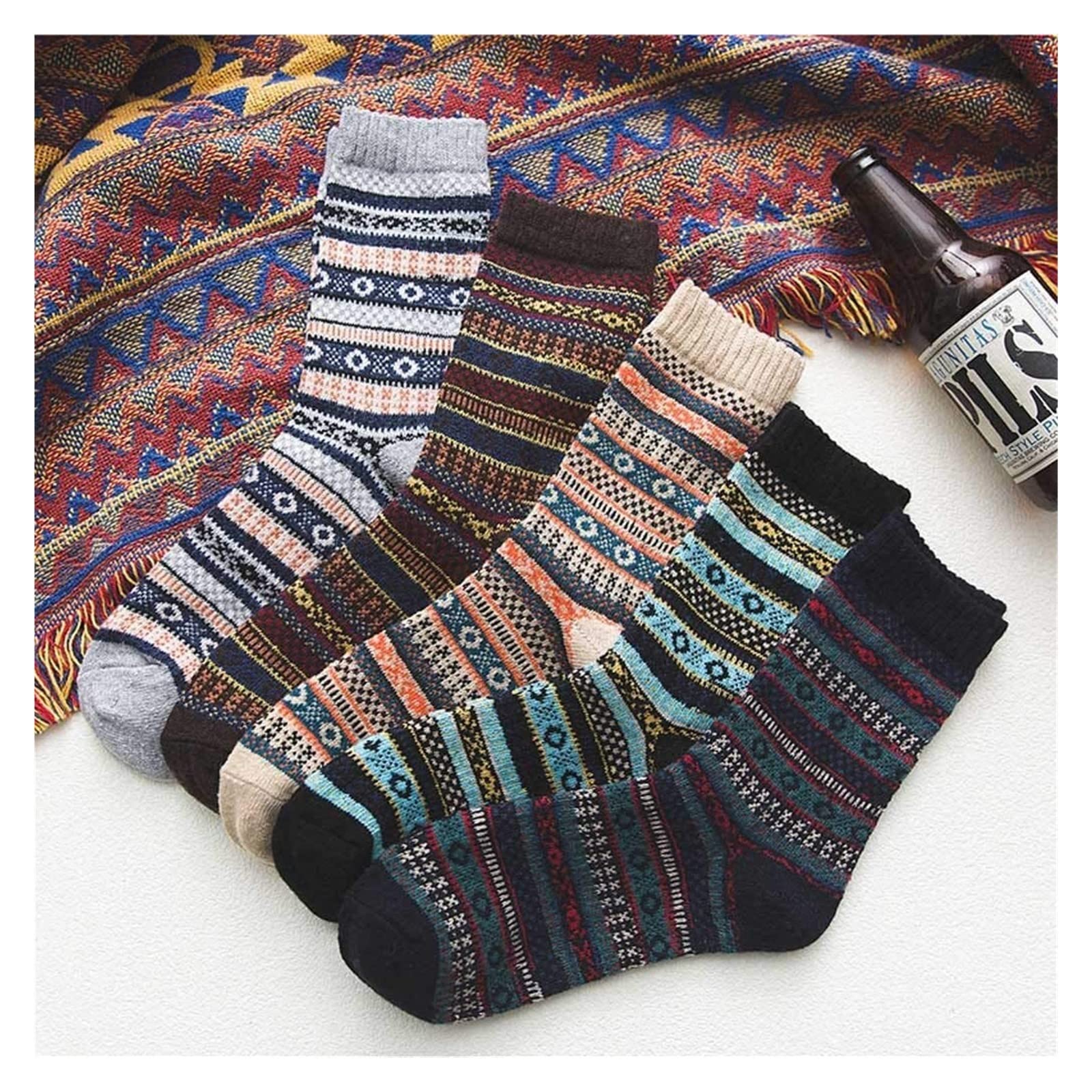 Calcetines Invierno 5 Pares De Calcetines Cálidos De Lana De Invierno Para Mujer, Calcetín Borroso Como Y Año Nuevo Calcetines Termicos