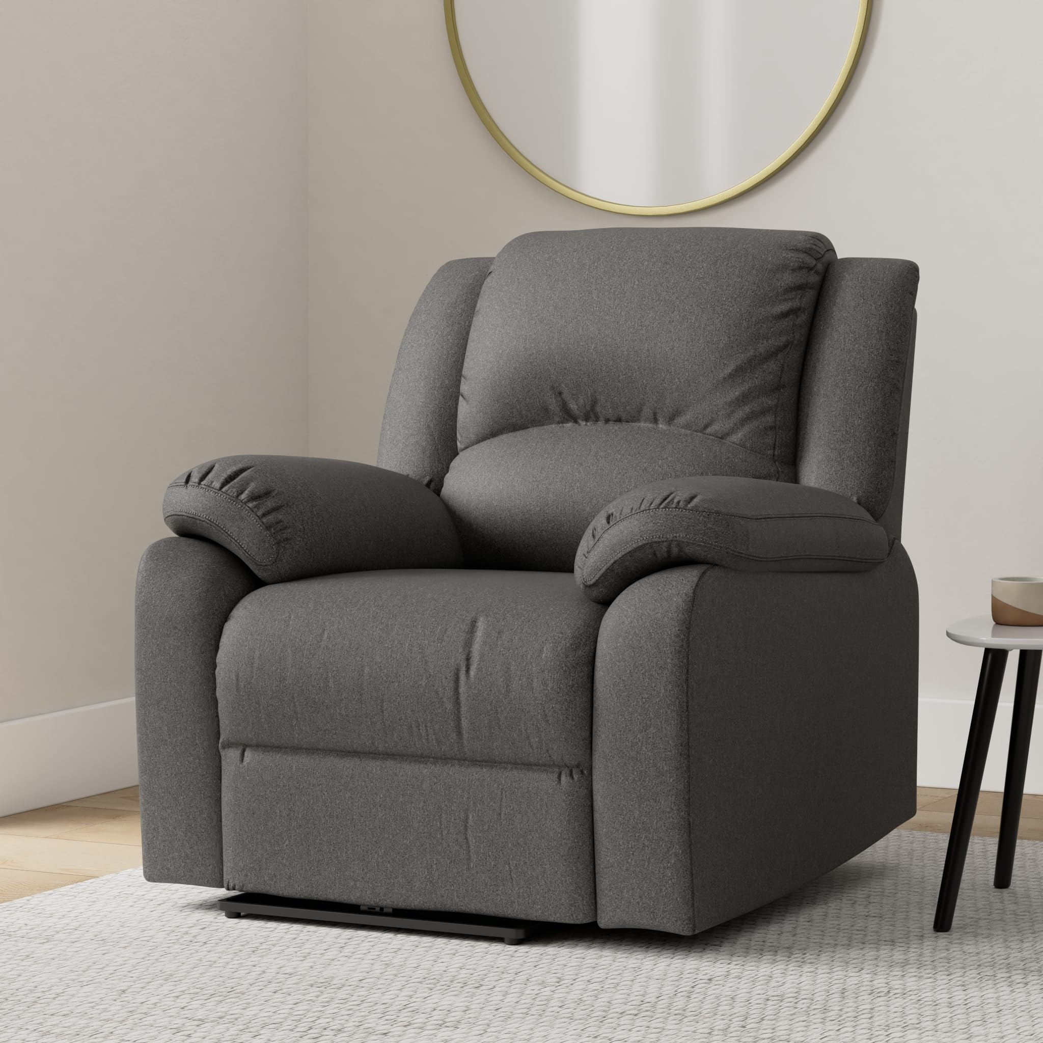 Happy Garden Fauteuil électrique inclinable Cloud Gris Anthracite. Fauteuil de Salon Relax en Tissu Gris Anthracite avec Inclinaison électrique et Repose-Pieds.