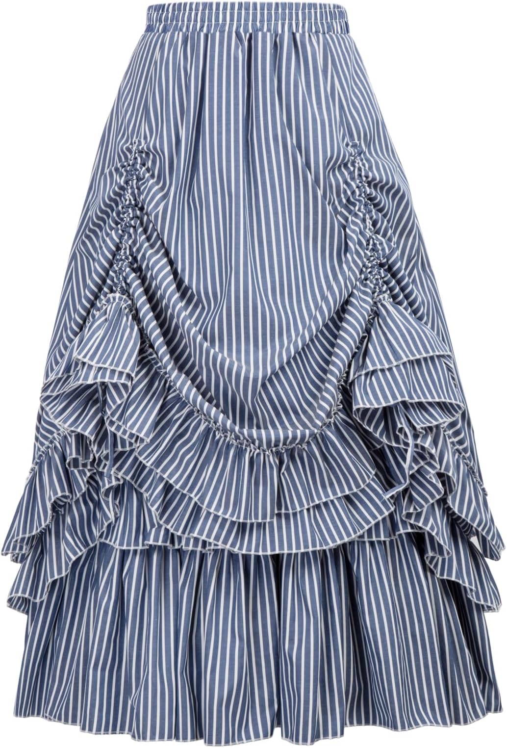 Belle Poque Women's Vintage Gothic Victorian Skirt Stripes Renaissance Style Falda