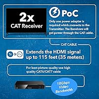 Vista 4 de OREI Divisor extensor HDMI 1x2 4K por cable múltiple a través de un solo cable CAT6/7 4K @60Hz 4:4:4 HDCP 2.2 con gestión EDID remota IR - hasta 115