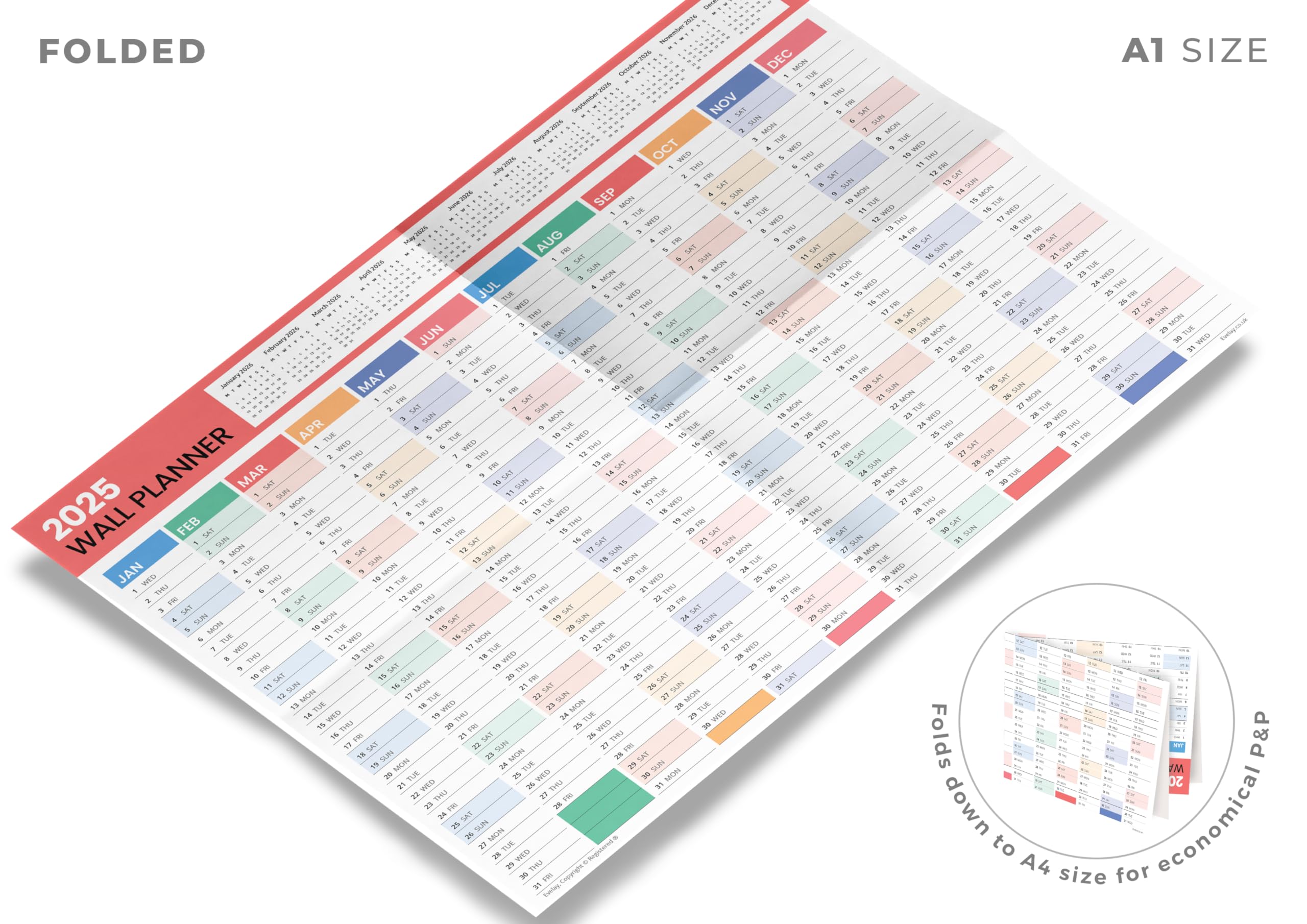 Tallon 2026 A1 Large Wall Planner - 84cm X 60cm Full Year Calendar - Office/Home