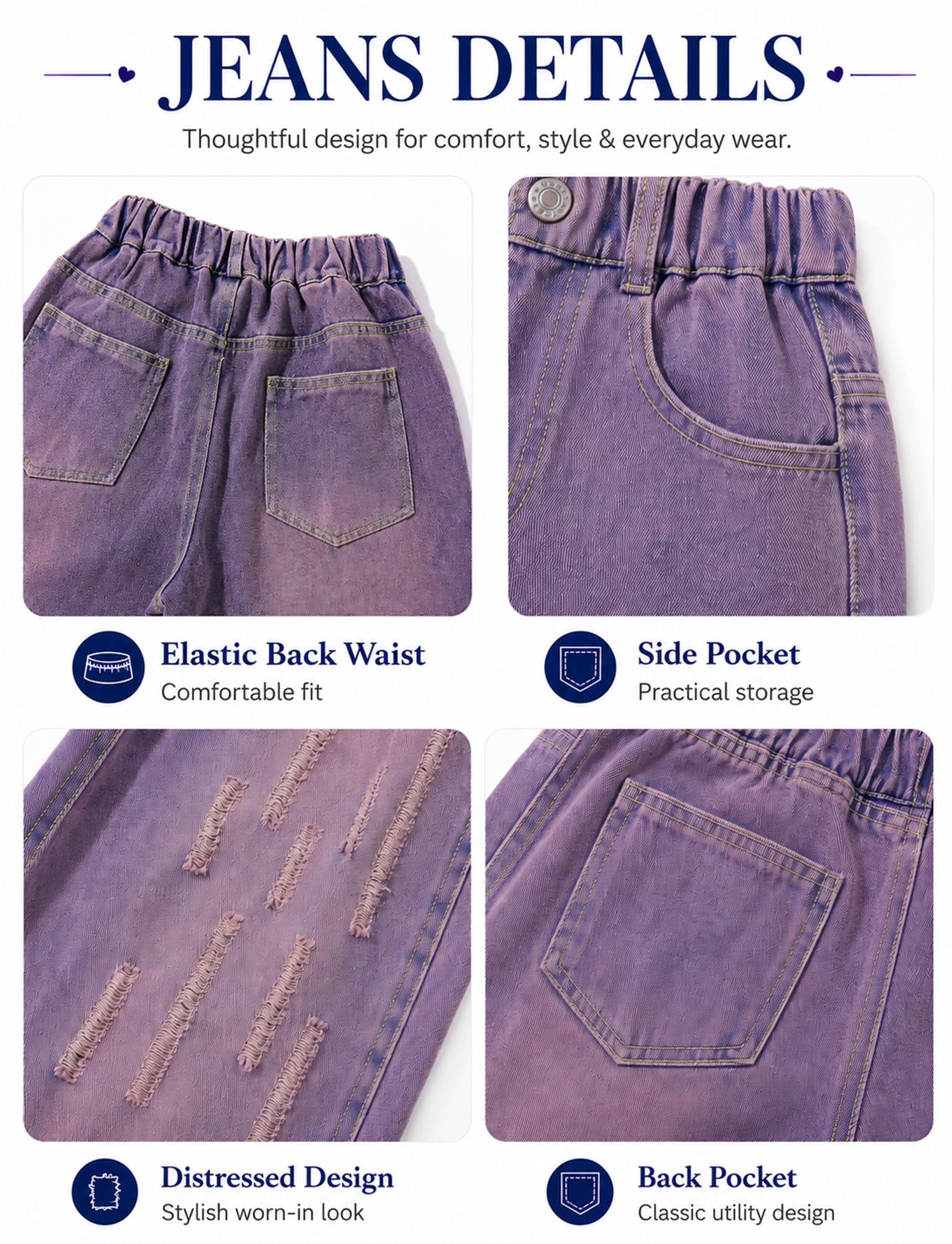 Mädchen Baggy Jeans Weite Beine Y2k Kinder Hip Hop Denim Hose 5-13 Jahre