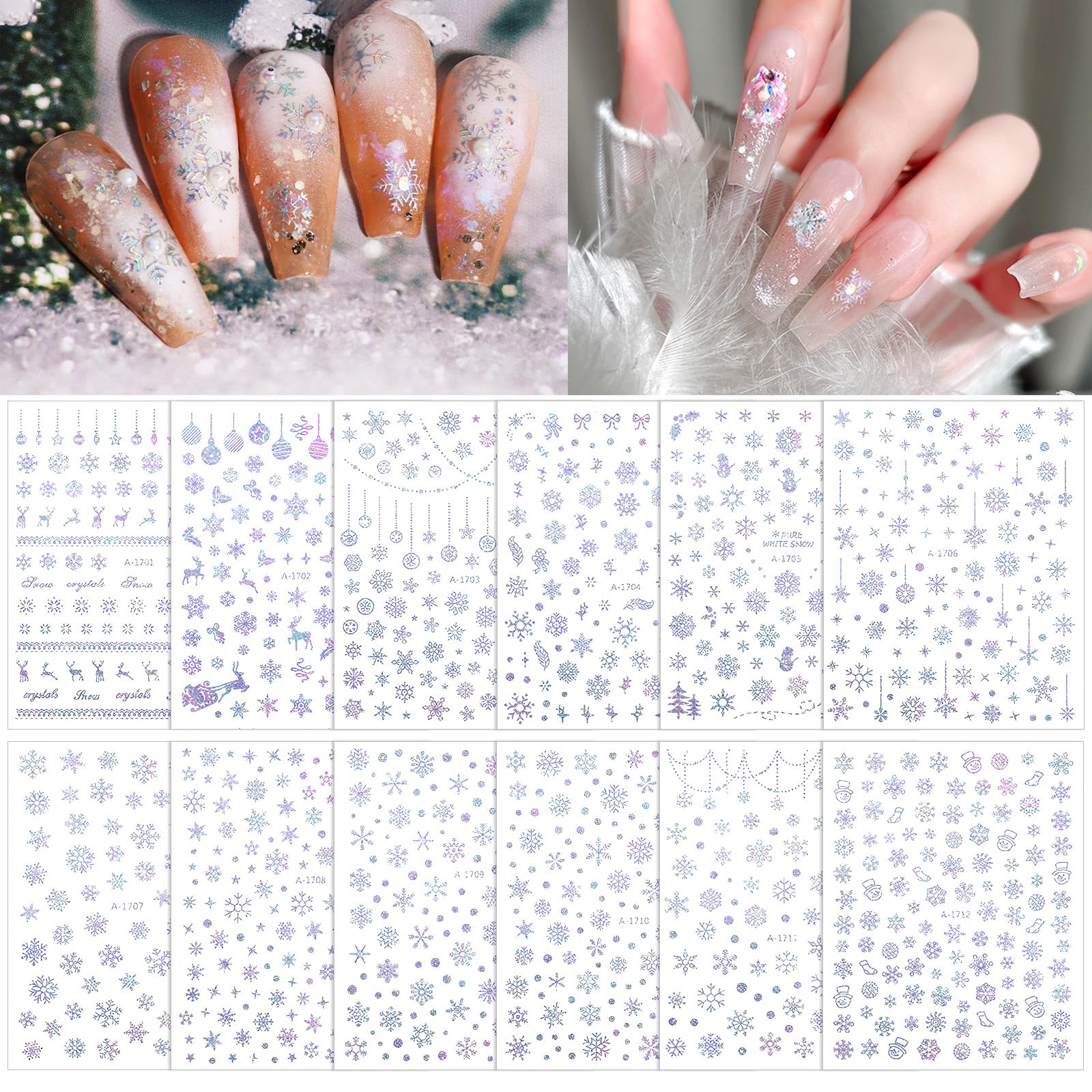 Amazon.co.jp: Chisafly ネイルシール 雪の結晶 シルバー 12枚セット