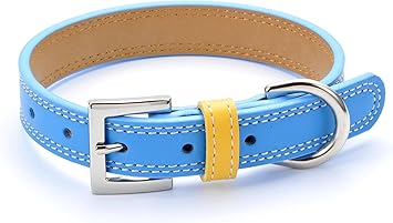 Amazon 犬の首輪屋てるべる 犬 首輪 犬首輪 犬の首輪 おしゃれ かわいい ブランド 中型犬 小型犬 超小型犬 いぬ くびわ 革 レザー 皮 柴犬 チワワ トイプードル 犬用首輪 てるべる ブルー No3 犬の首輪屋てるべる ベーシック首輪 通販