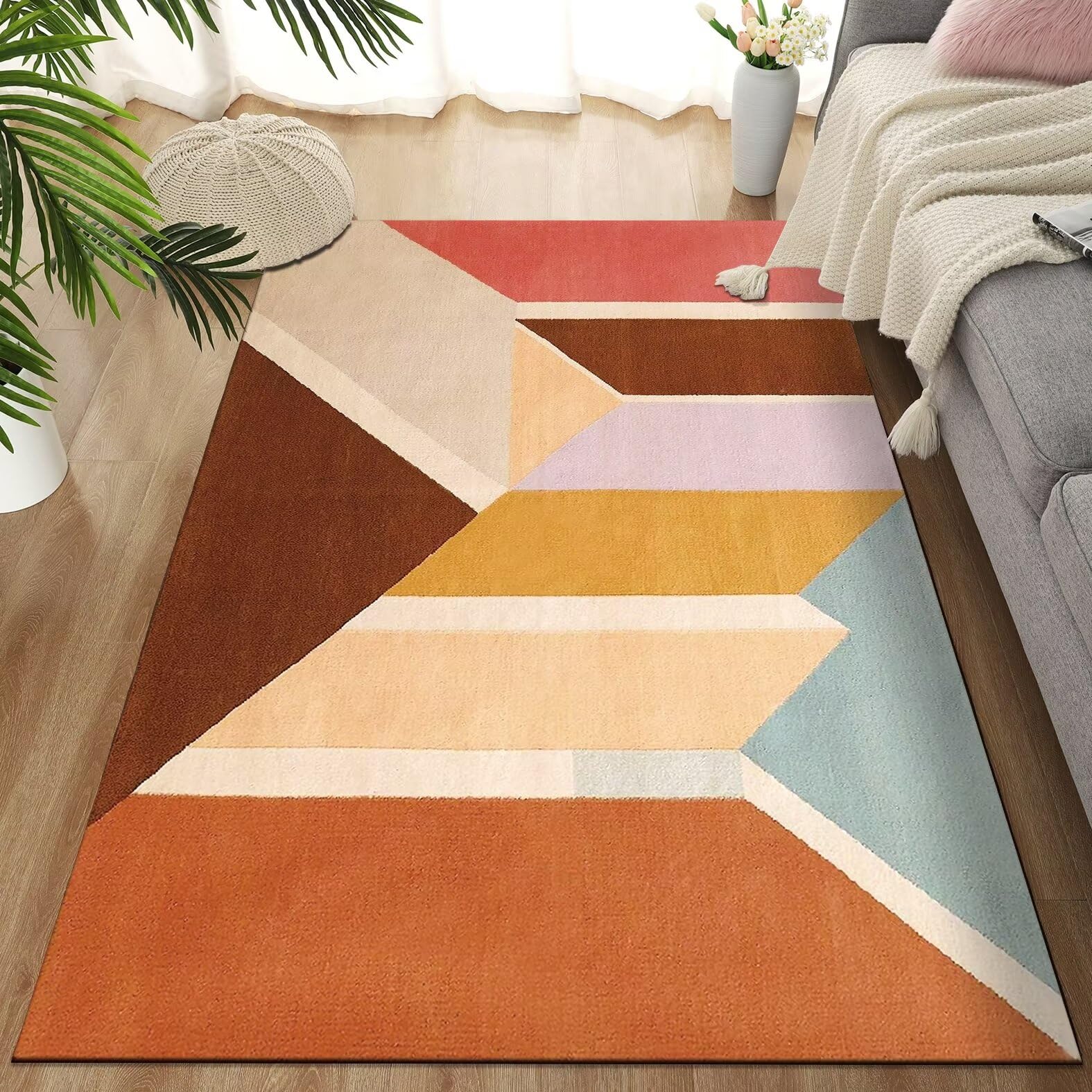 Tapis de canapé 120X160CM et descente de lit bicolore antidérapante pour chambre adulte
