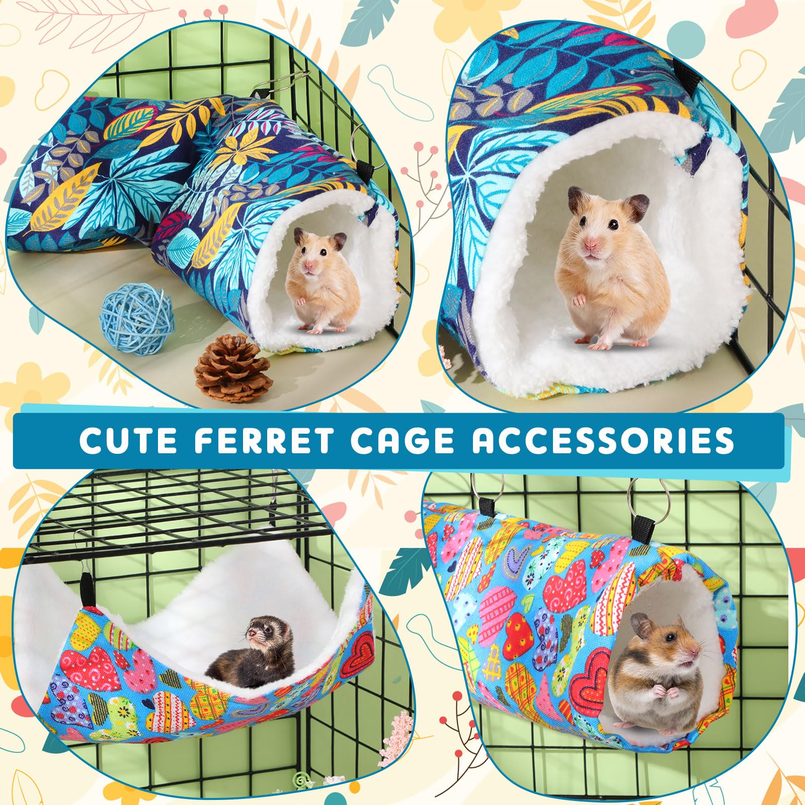 Abbylike Hängende Hängematte für Ratten, Meerschweinchen, Frettchen, Käfigzubehör, Frettchen, Tunnel und Röhren, kleine Haustiere, Hängebetten, Gleiter, Spielzeug, Meerschweinchen, Frettchen,