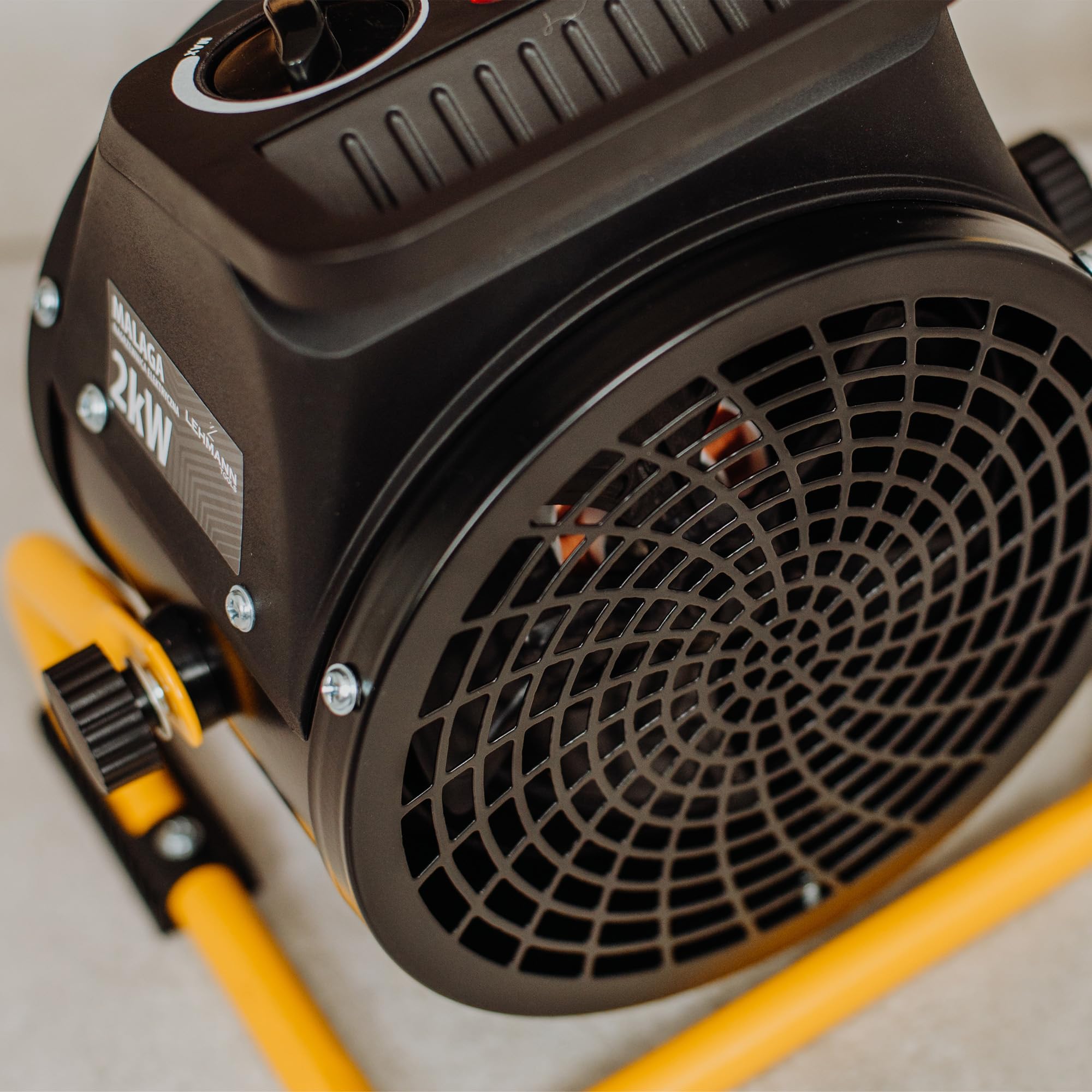 Lehmann Chauffage soufflant Thermoventilateur électrique pour chauffage rapide | 2000 W | Thermostat | 3 niveaux | Ajustement d'inclinaison | Poignée de transport | Idéal pour petits espaces