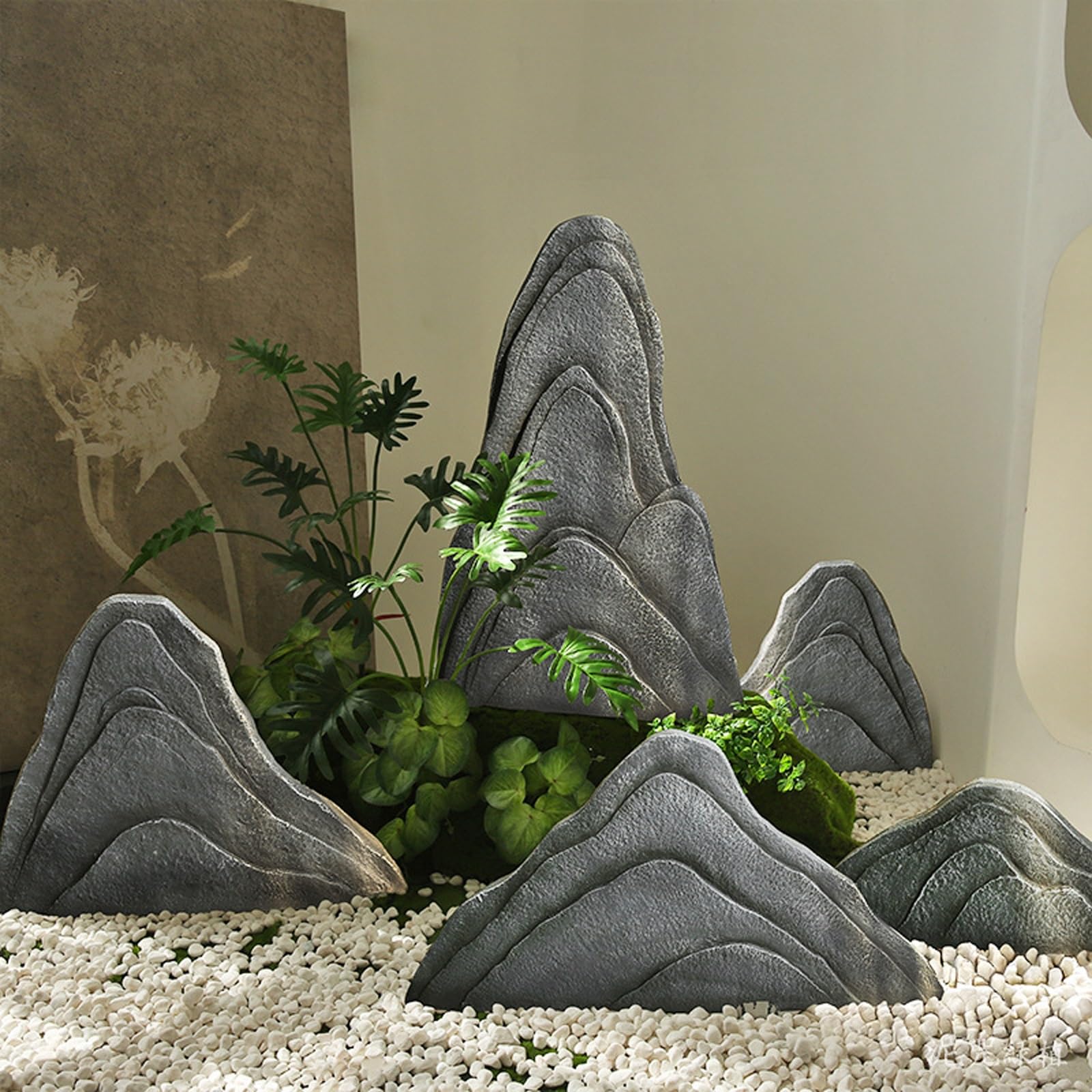 Roccia Artificiale Solide, Sassi da Giardino, Rocce Decorative, for Accenti da Giardino, Esposizioni da Cortile, con Texture Naturale(B)