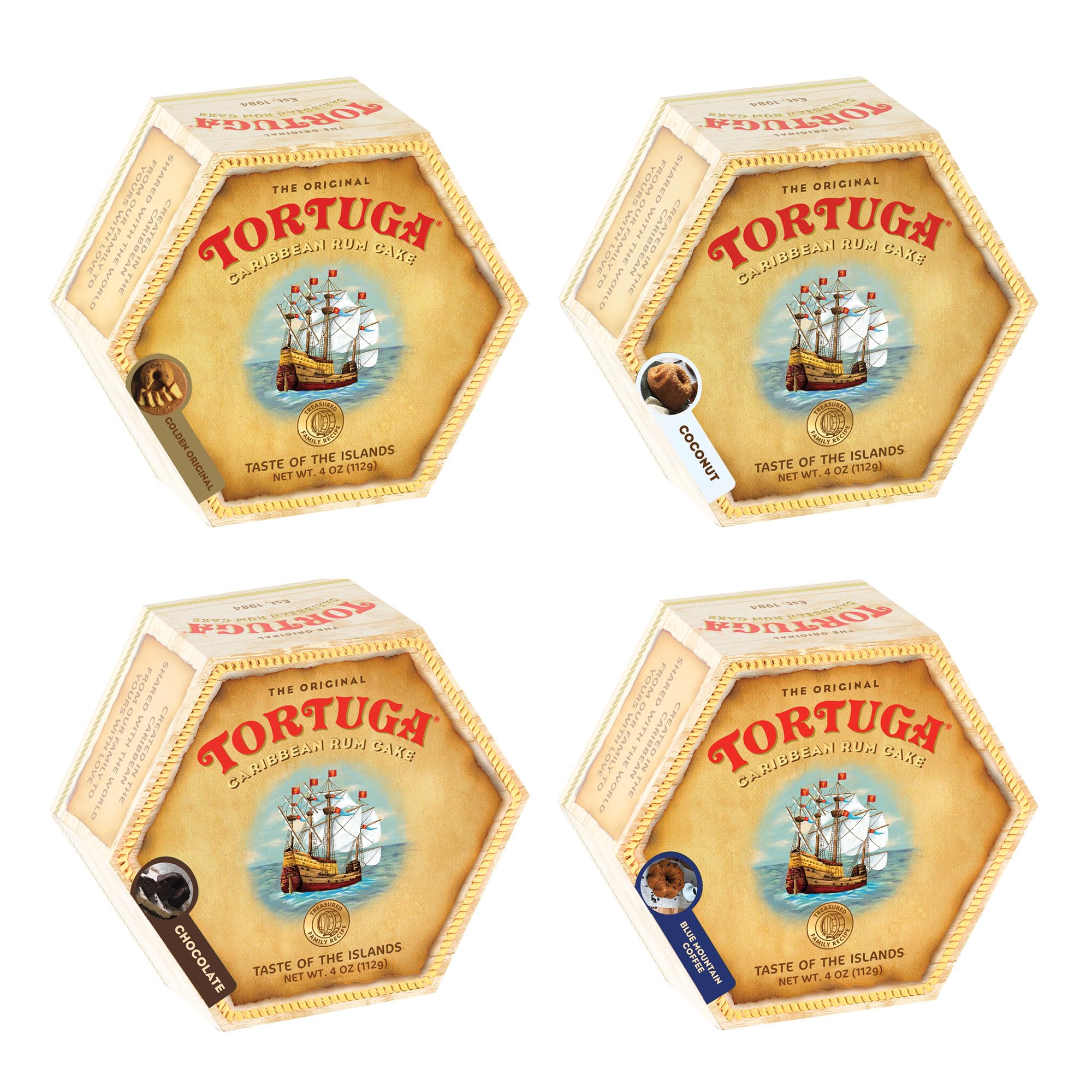 Tortuga Caribbean Rum Cake Assortment - 4oz Rum Cakes each